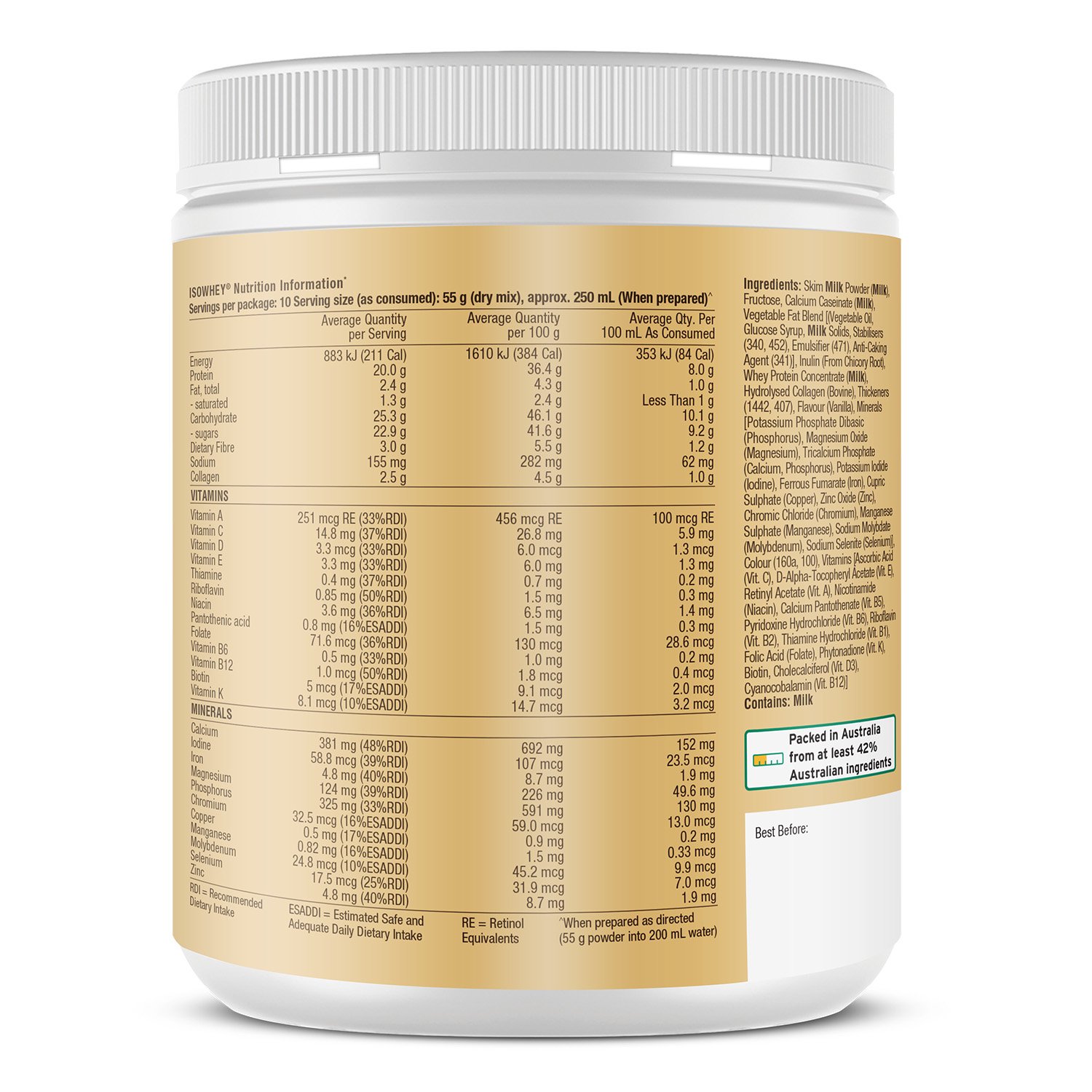 Isowhey Protein + Collagen Shake Vanilla 550g - Image 3