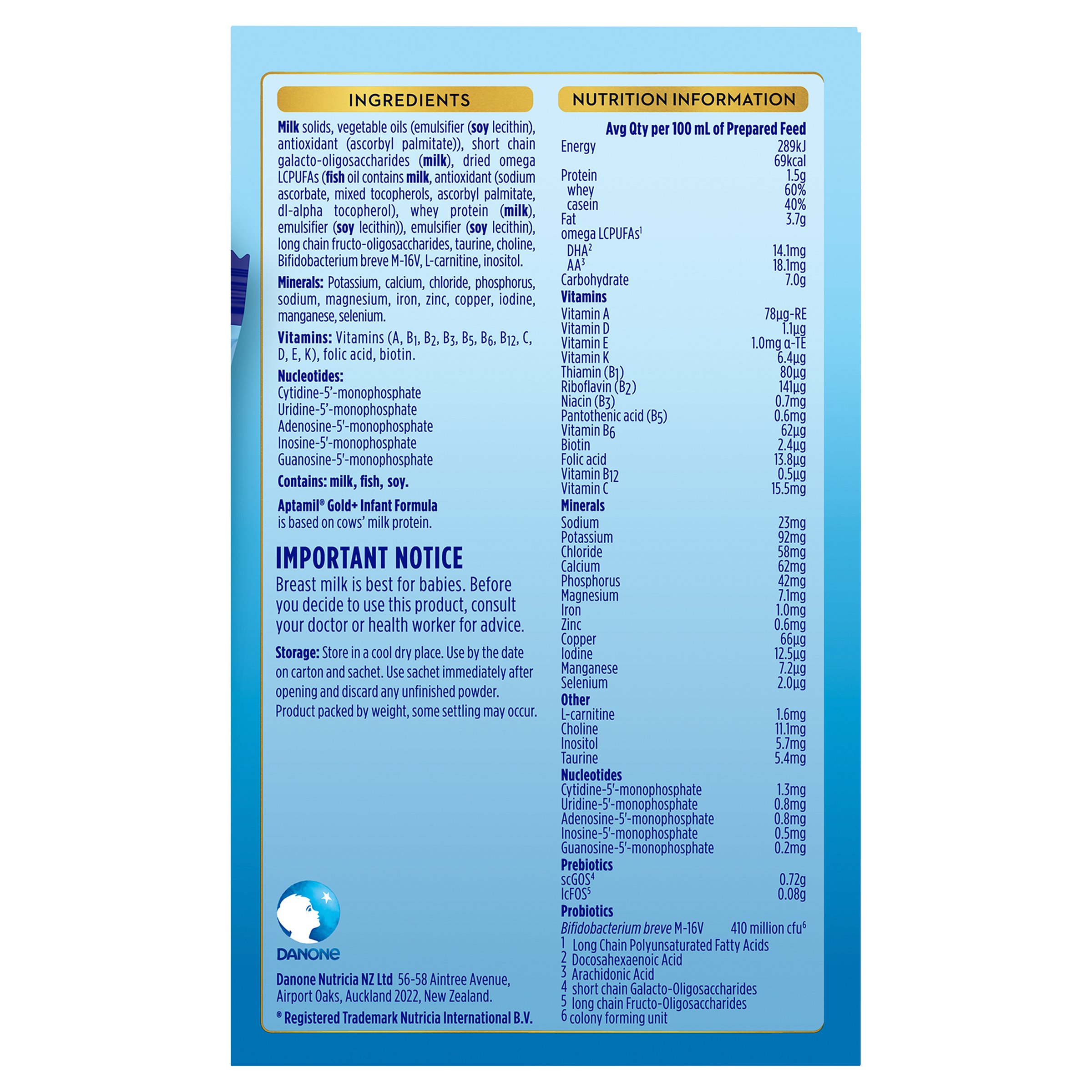 Aptamil Gold Formula 22.5g Stage 1 - 5 sachets - Image 4