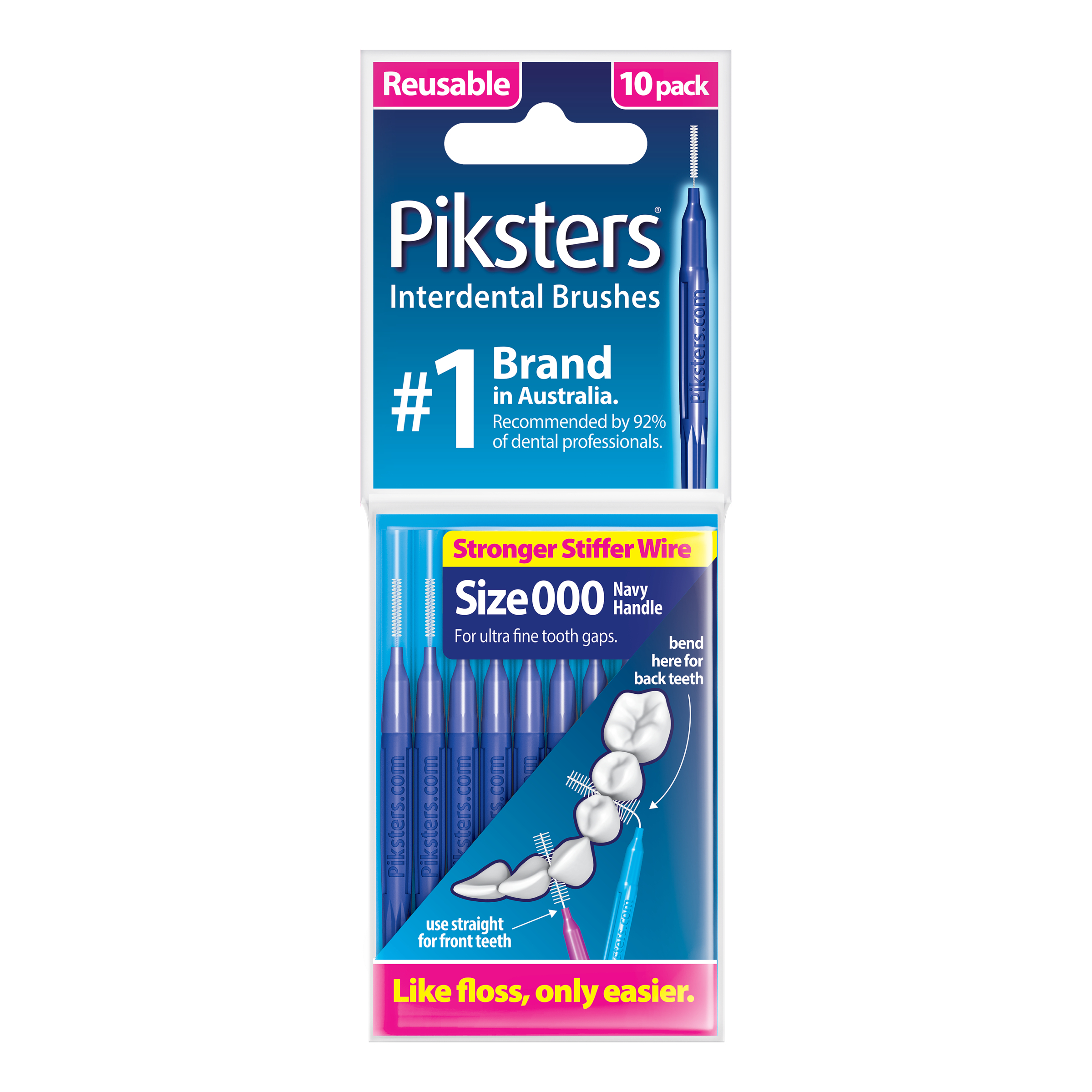 Piksters Interdental Brush Size 000 Navy Blue 10 pack - Image 1