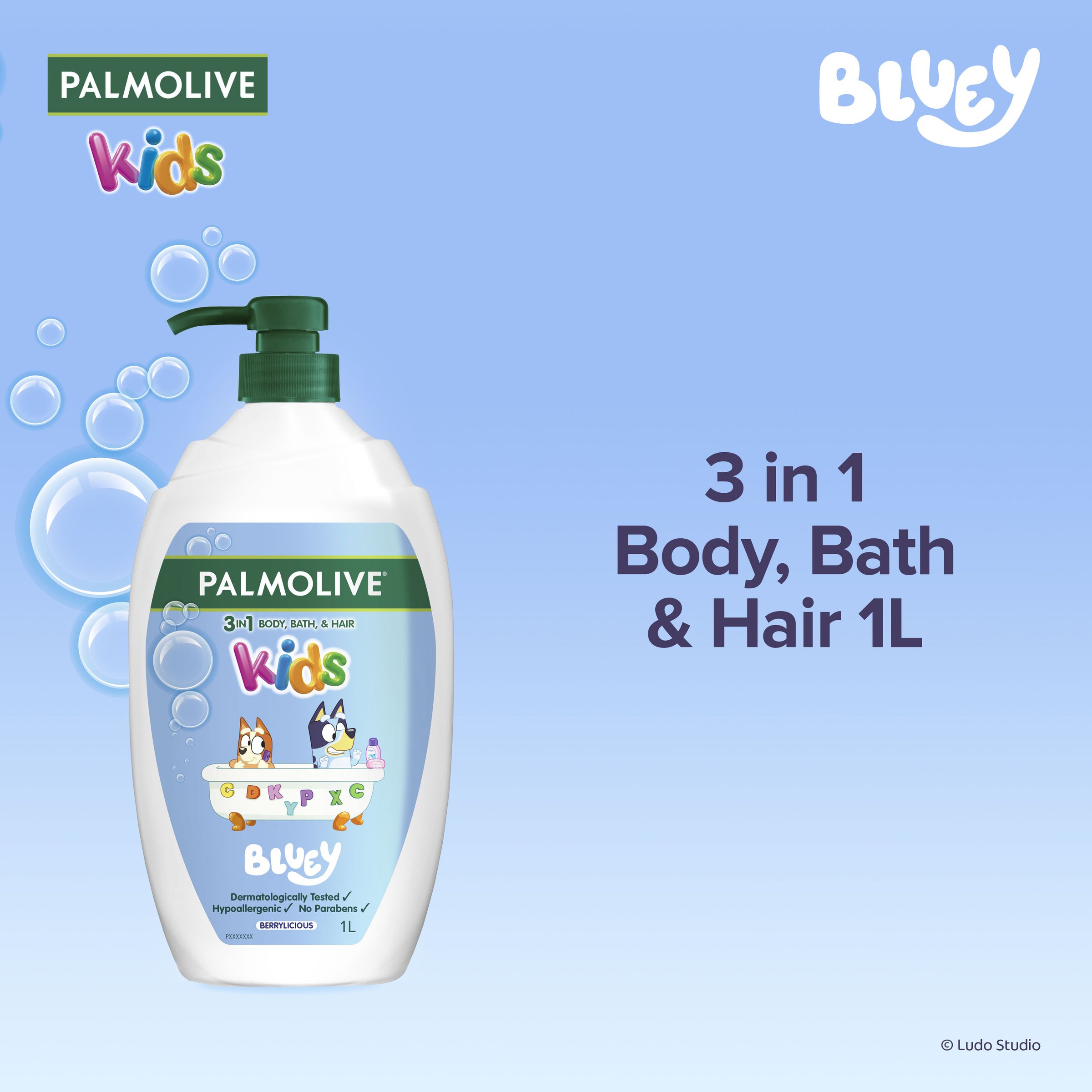 Palmolive 3In1 Bluey Kids Body Bath Hair 1L - Image 3