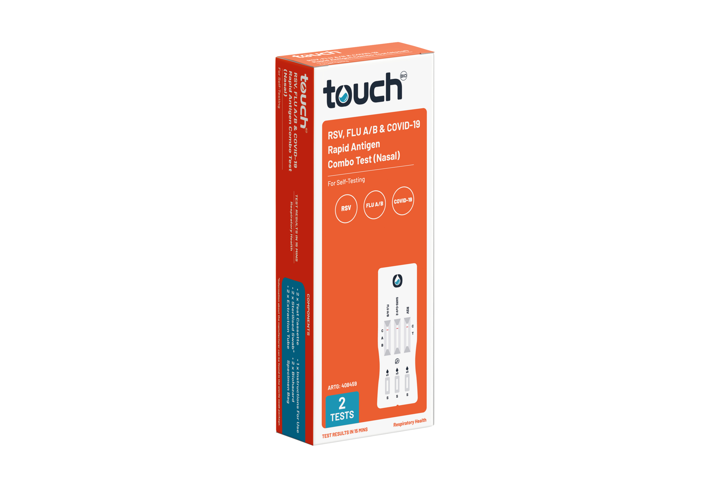 TouchBio RSV, Flu A/B & COVID-19 Rapid Antigen Self-Testing Kit 2 pack - Image 2