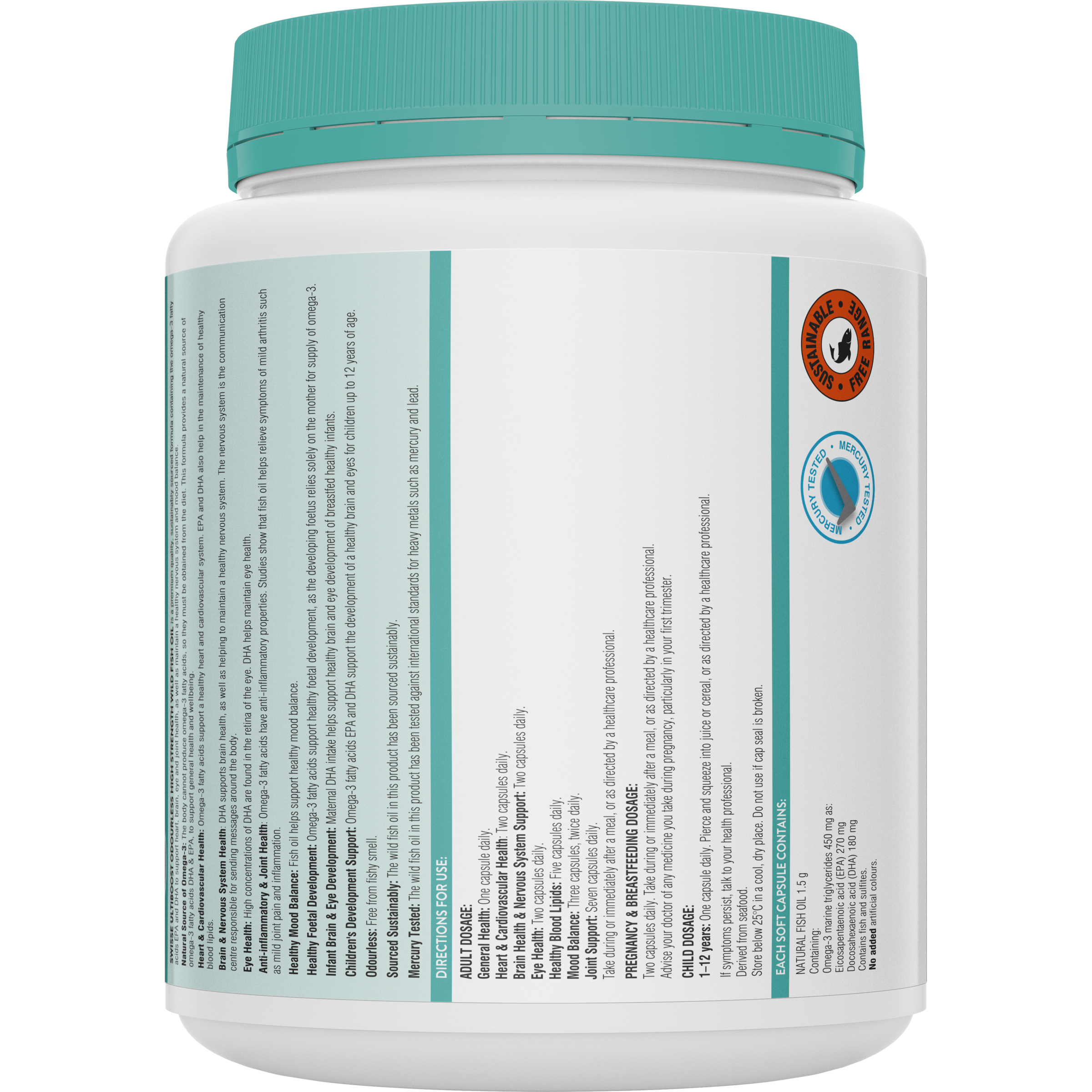 Swisse Ultiboost Odourless High Strength Wild Fish Oil 1500mg - 400 capsules - Image 2