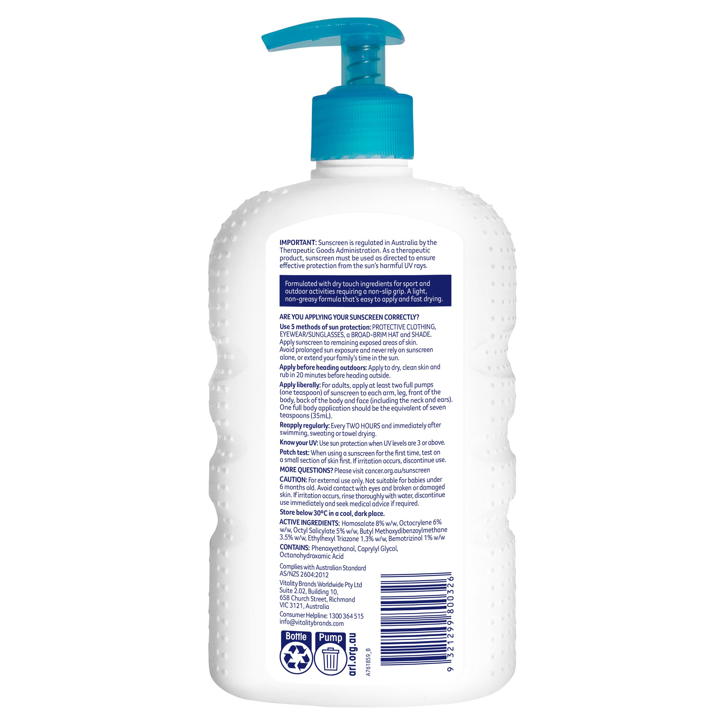 Cancer Council Sport Dry Touch SPF50+ 500ml - Image 2
