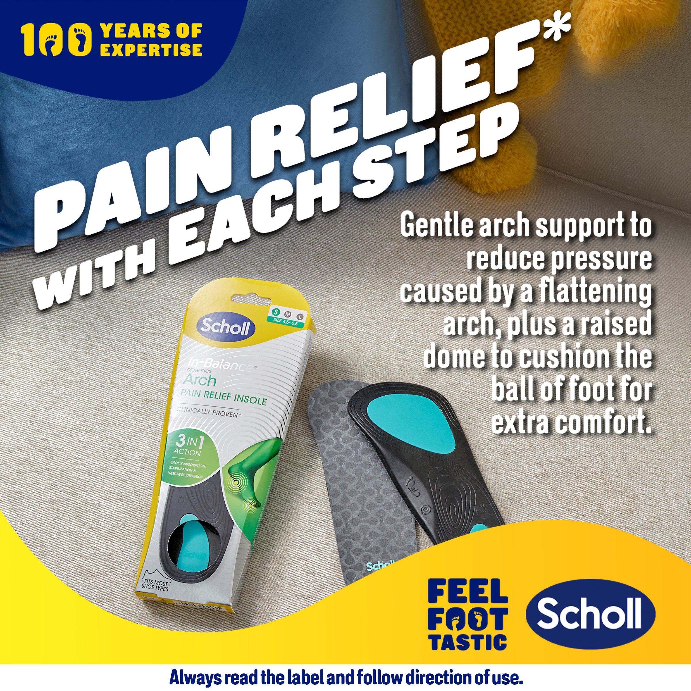 Scholl In-Balance Ball Of Foot & Arch Orthotic Insole Large 1 pair - Image 12