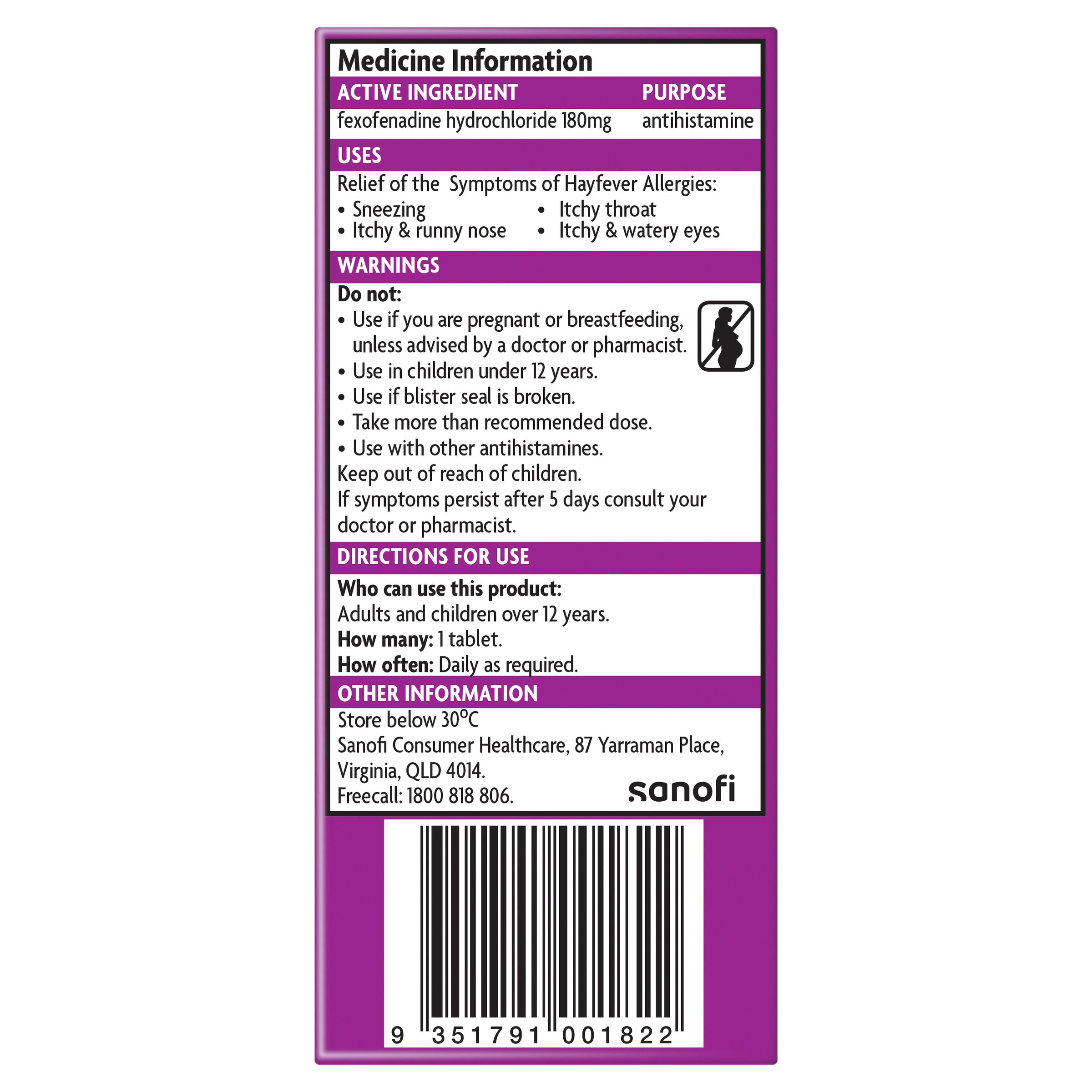 Telfast 180mg - 10 tablets - Image 2