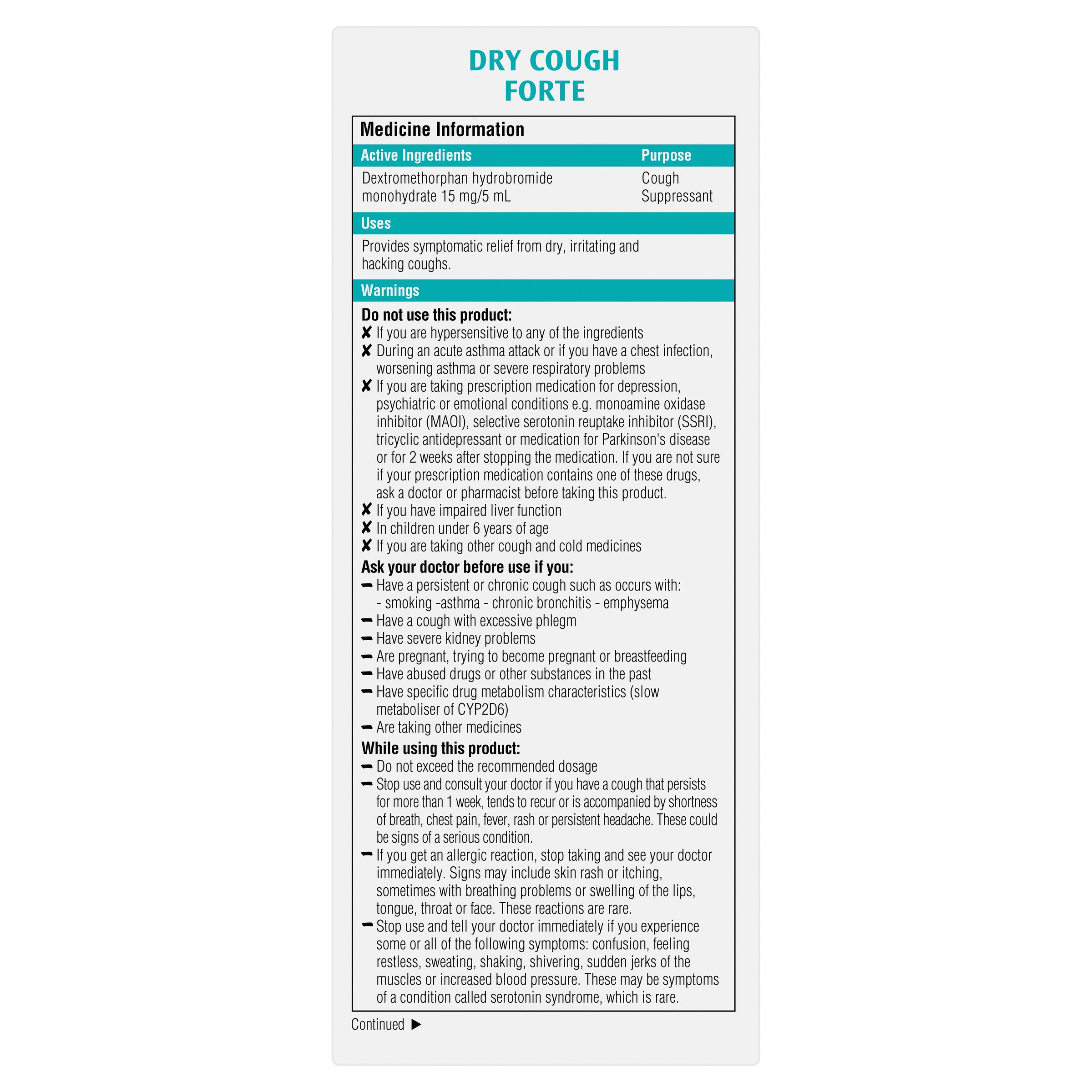 Robitussin Dry Cough Forte Oral Liquid Cherry Vanilla Flavour 200ml - Image 2