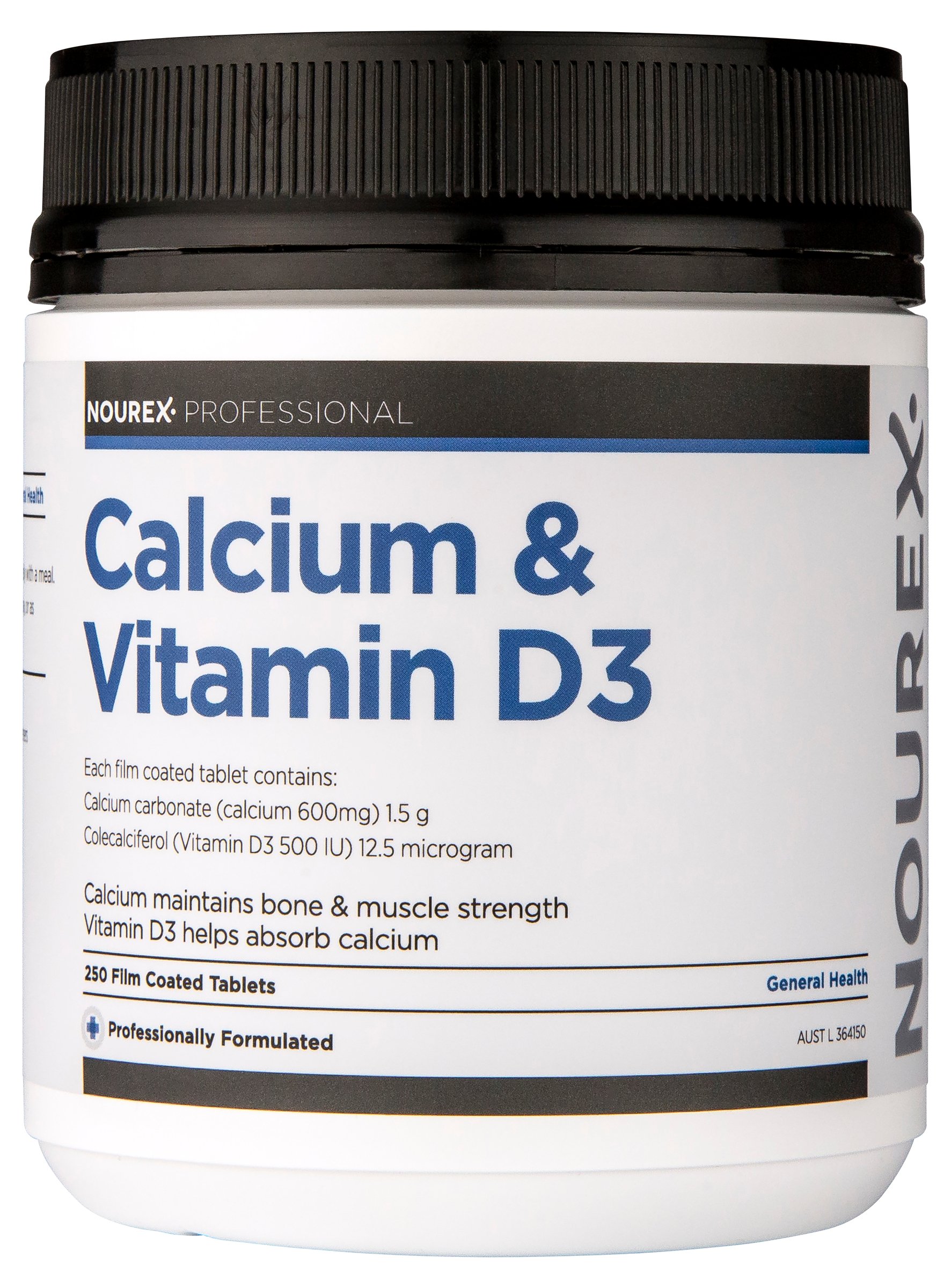 Nourex Professional Calcium & Vitamin D3 - 250 tablets - Image 2