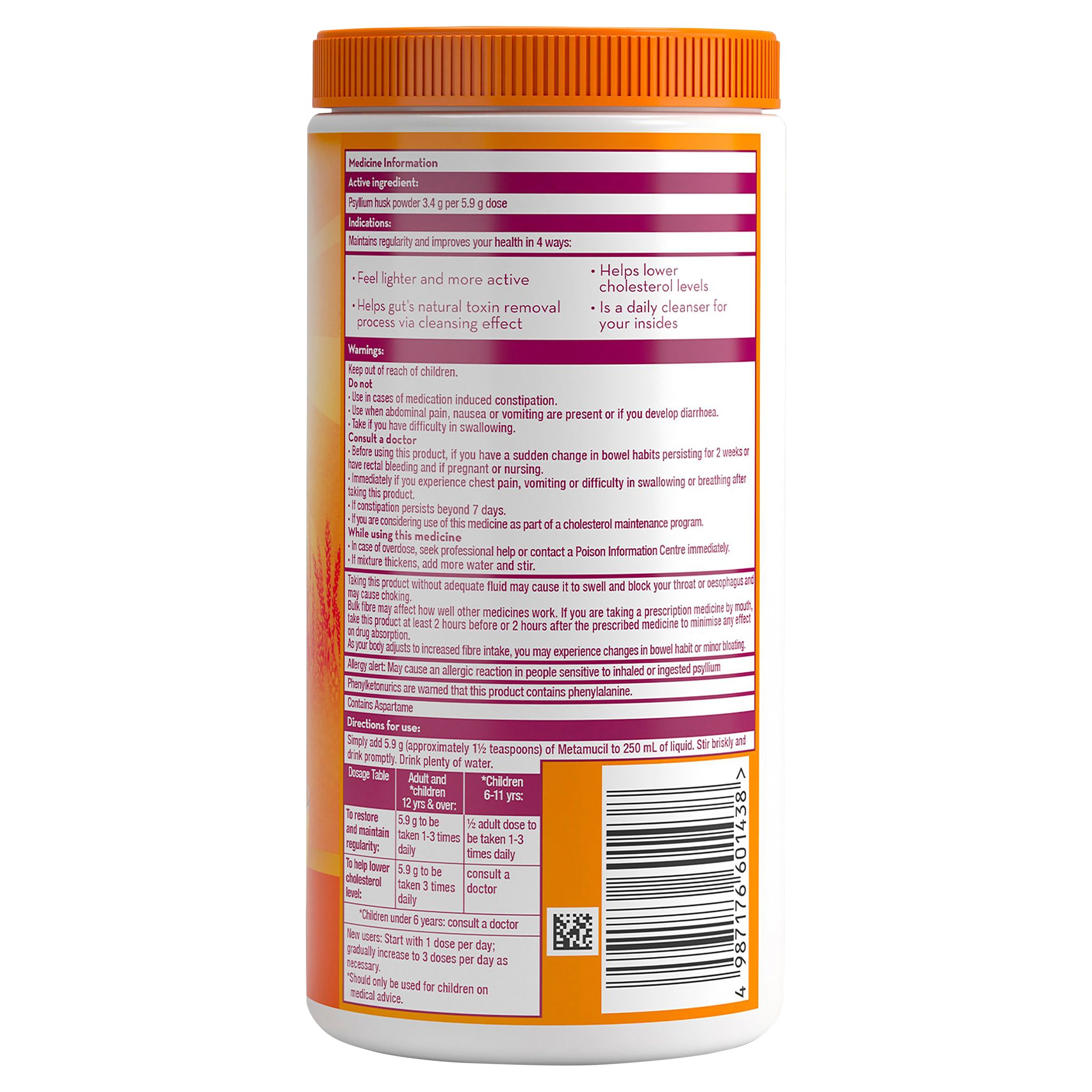Metamucil Powder Smooth Orange 283g - 48 doses - Image 2
