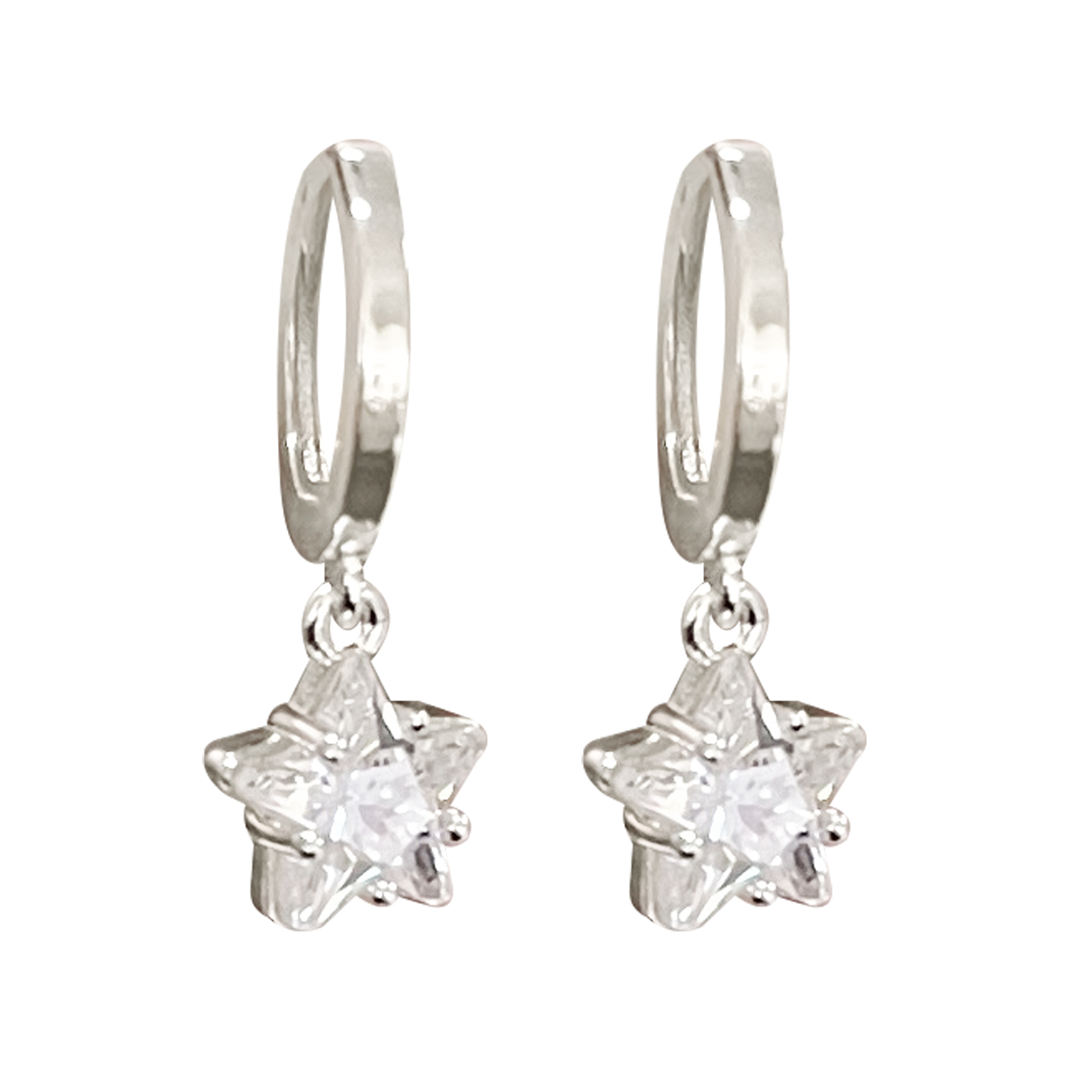Wicked Sista Crystal Star Huggie Hoops Silver 1 each