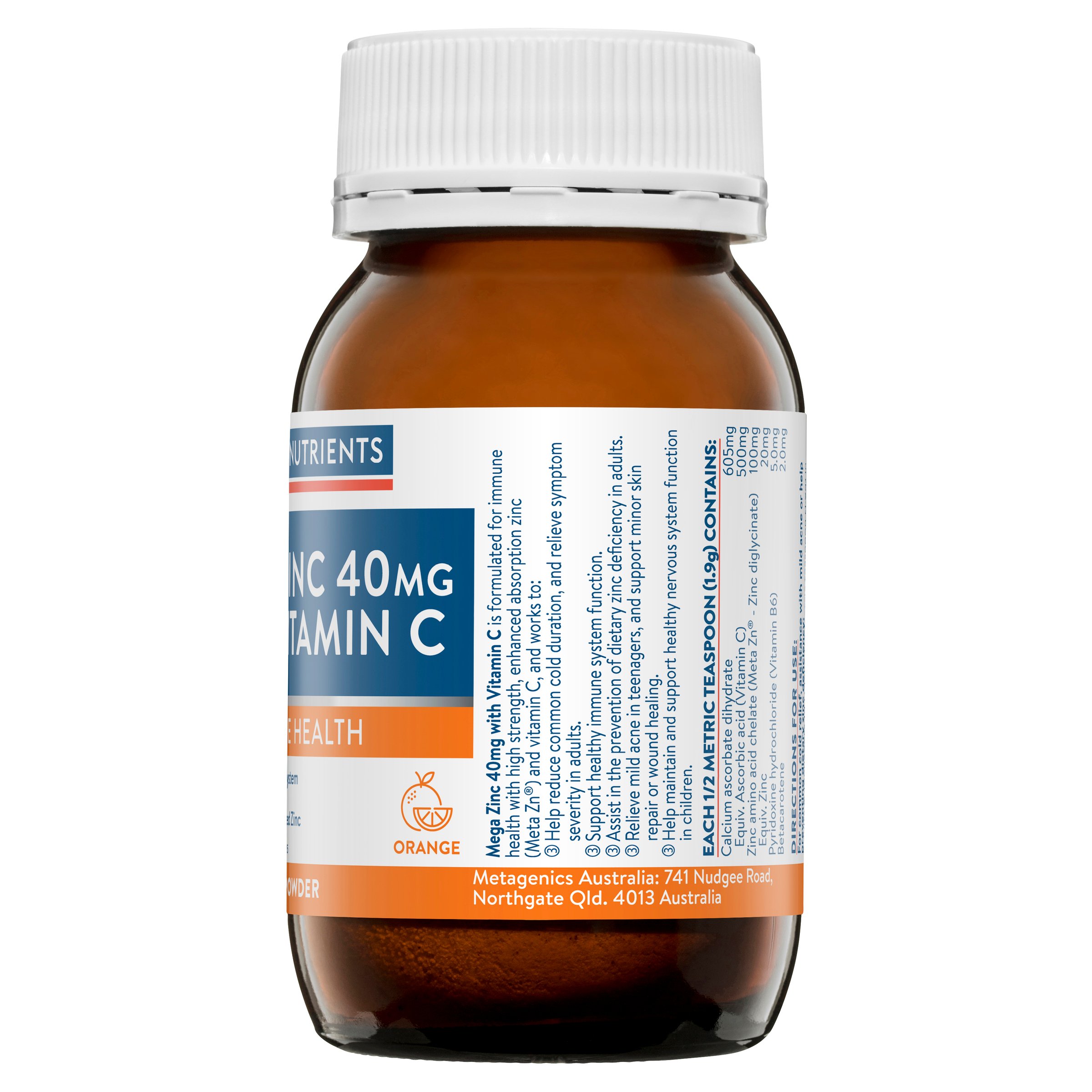 Ethical Nutrients Mega Zinc 40mg With Vitamin C Orange 95g - Image 3