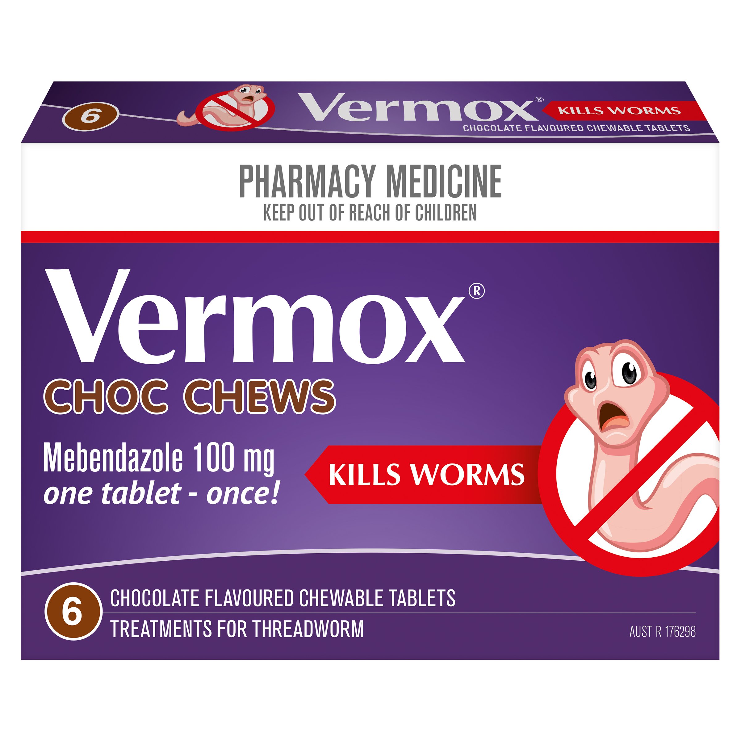 Vermox Treatment For Threadworm Chocolate Flavoured Chewable 6 Tablets - Image 4