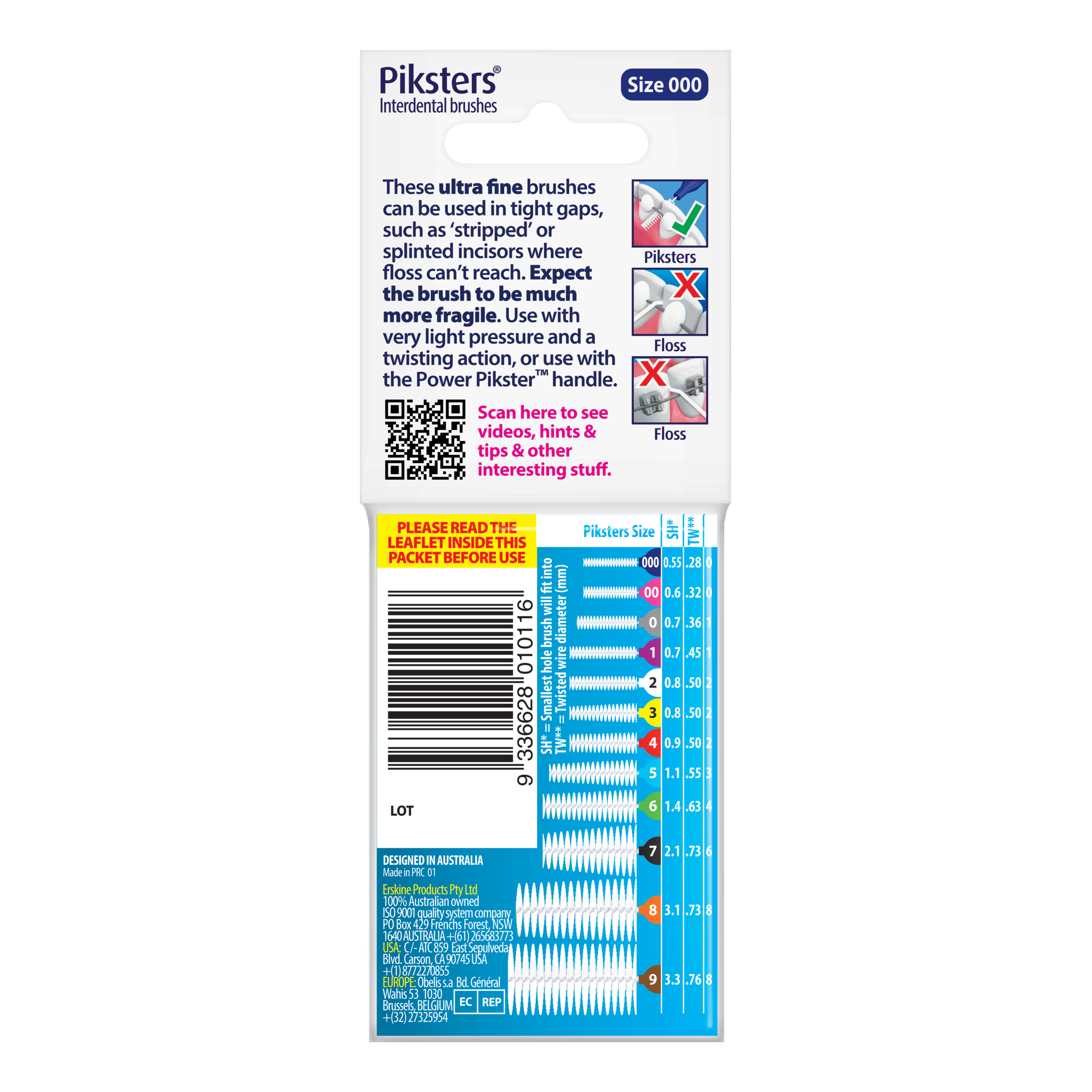 Piksters Interdental Brush Size 000 Navy Blue 10 pack - Image 2