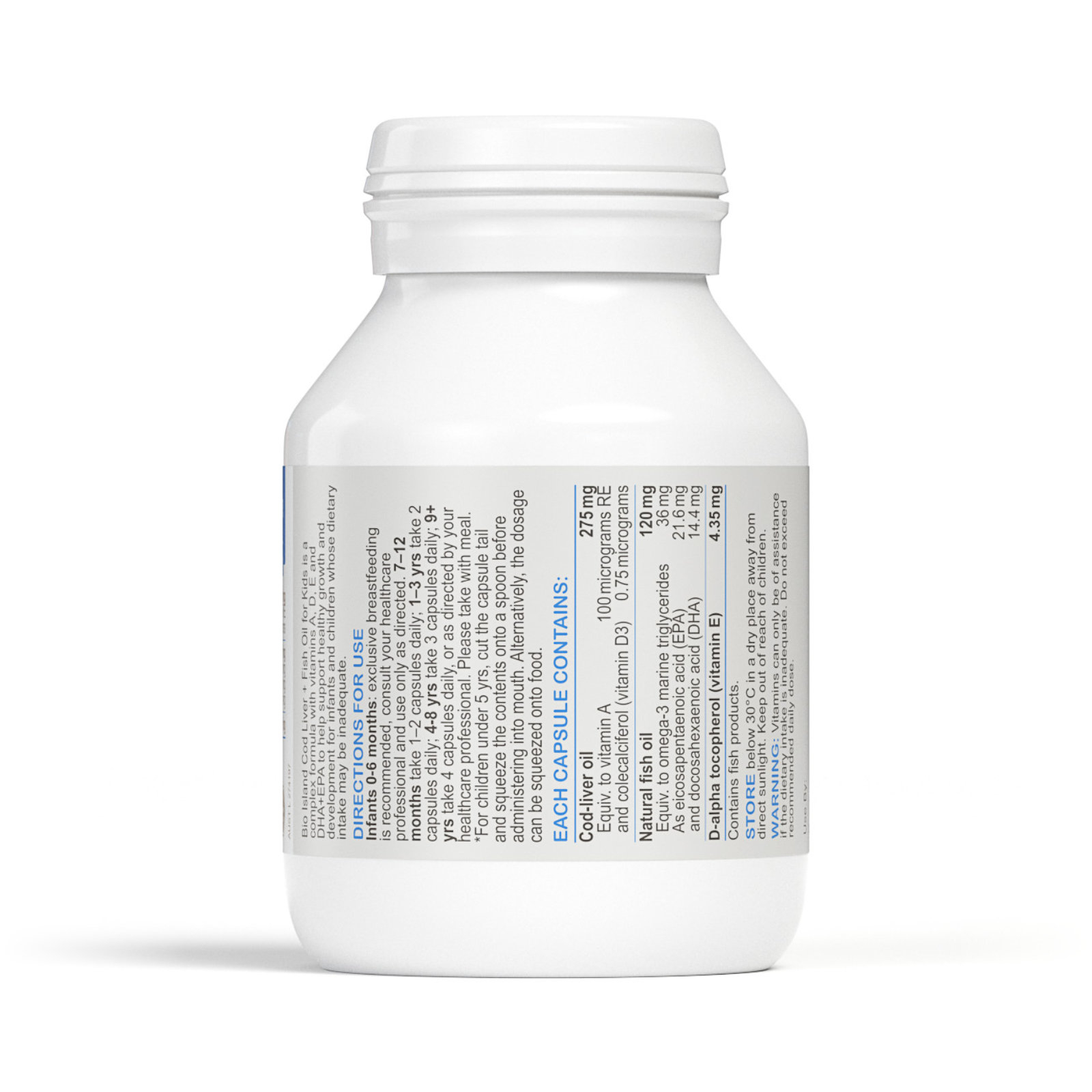 Bio Island Cod Liver + Fish Oil For Kids 90 soft gel capsules - Image 2