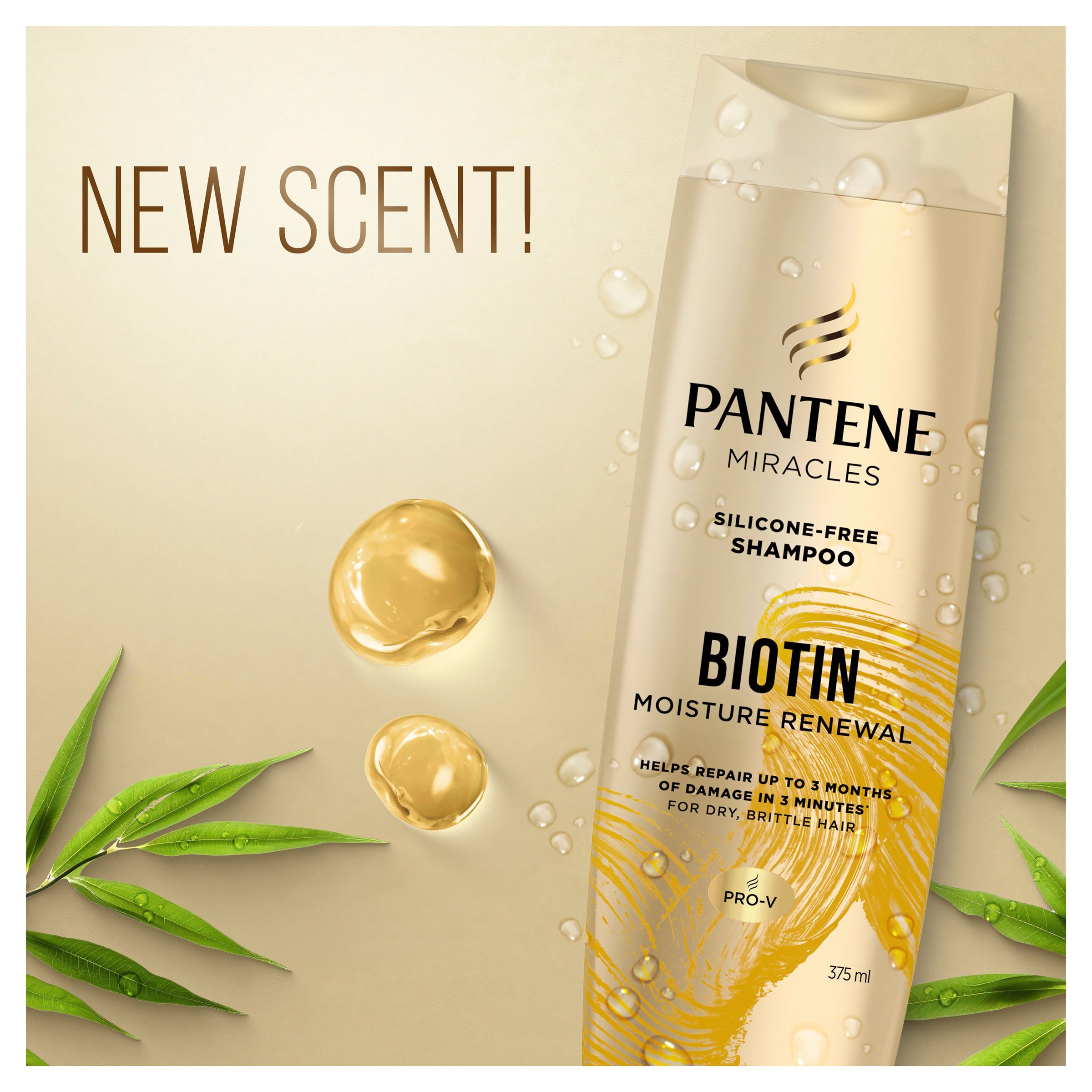 Pantene Miracles Biotin Daily Moisture Renew Shampoo 375ml - Image 3