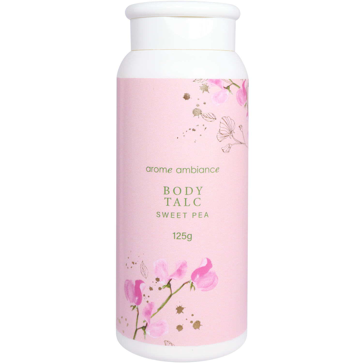 Arome Ambiance Floral Glimmer Boxed Body Talc Sweet Pea 125g - Image 2