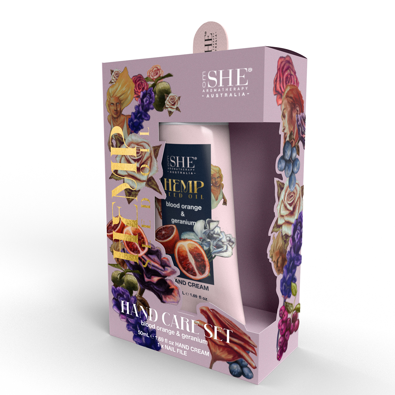 She Aromatherapy Hemp Hand Care Pack Blood Orange & Geranium 2 piece