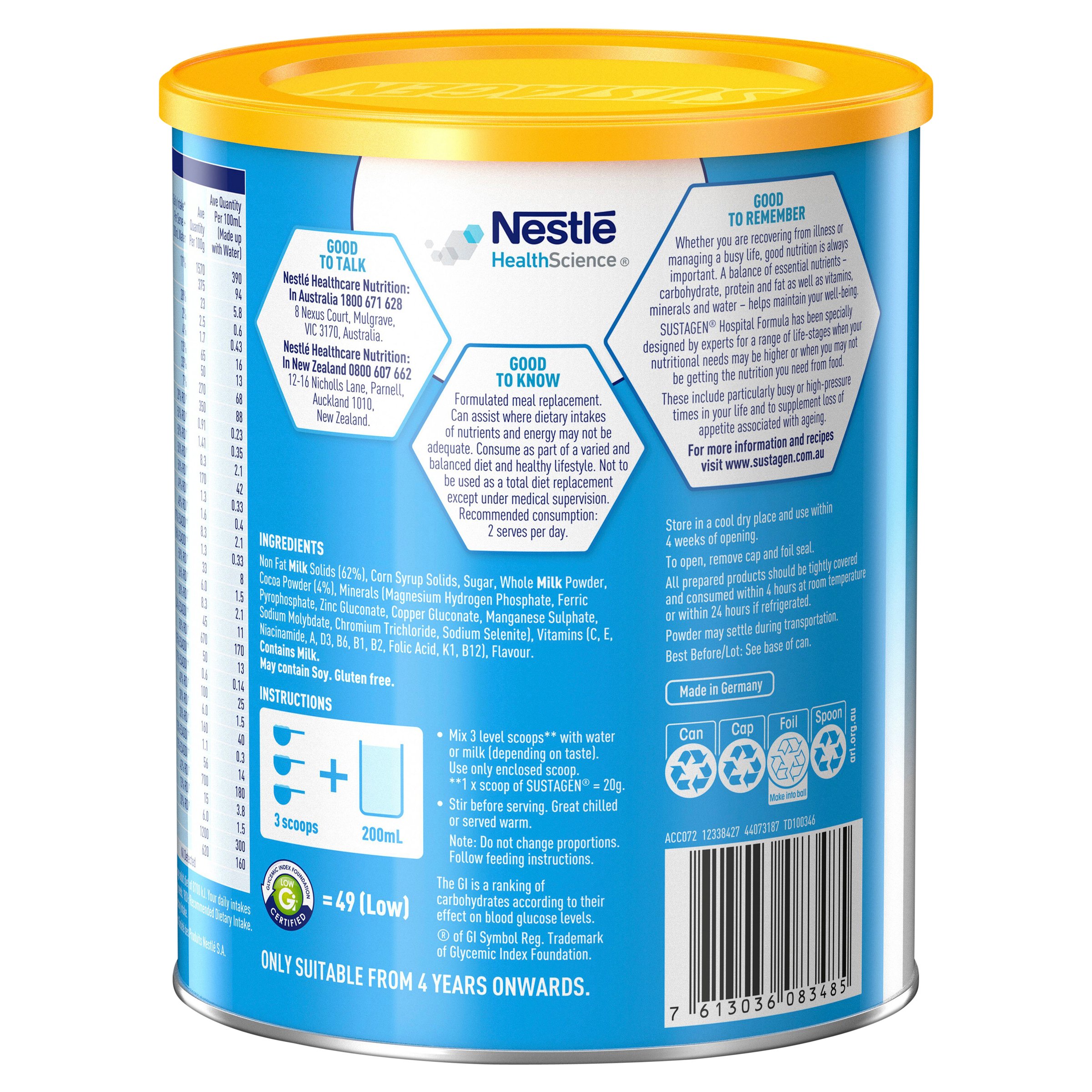Sustagen Hospital Formula Chocolate Flavour 840g - Image 3