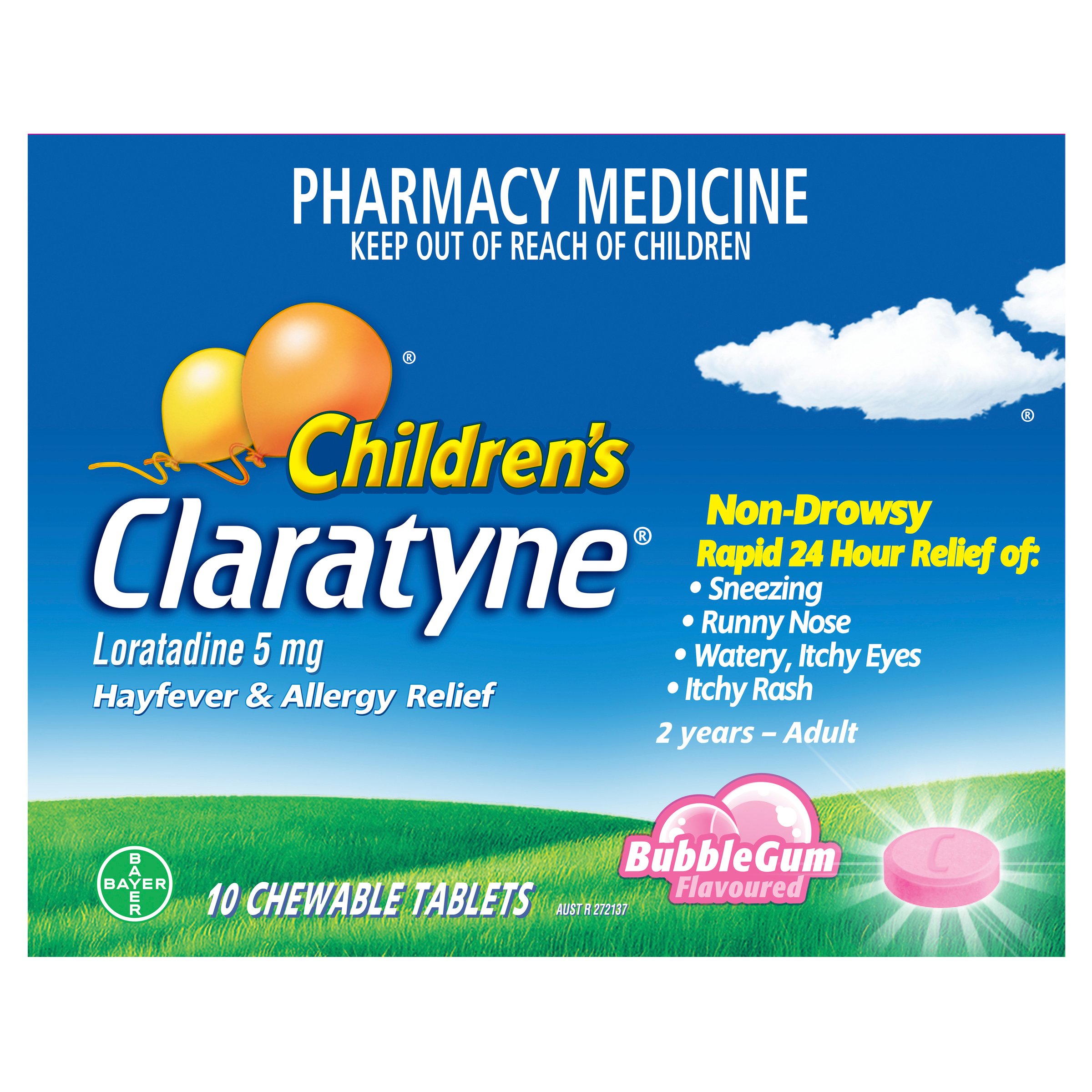 Claratyne Children's Hayfever & Allergy Relief Bubblegum 10 chewable tablets - Image 6
