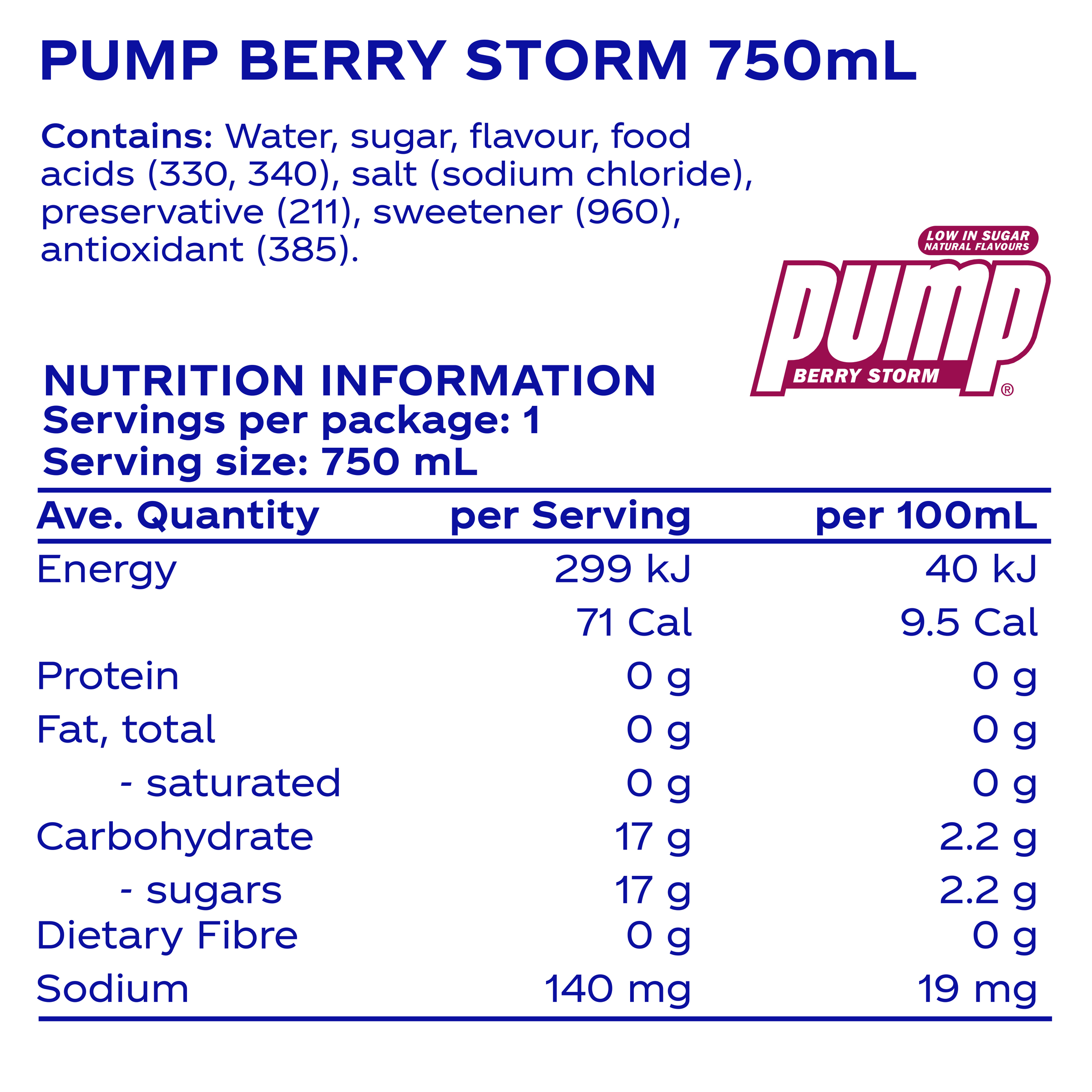 Pump Water Still Water Berry 750ml - Image 2