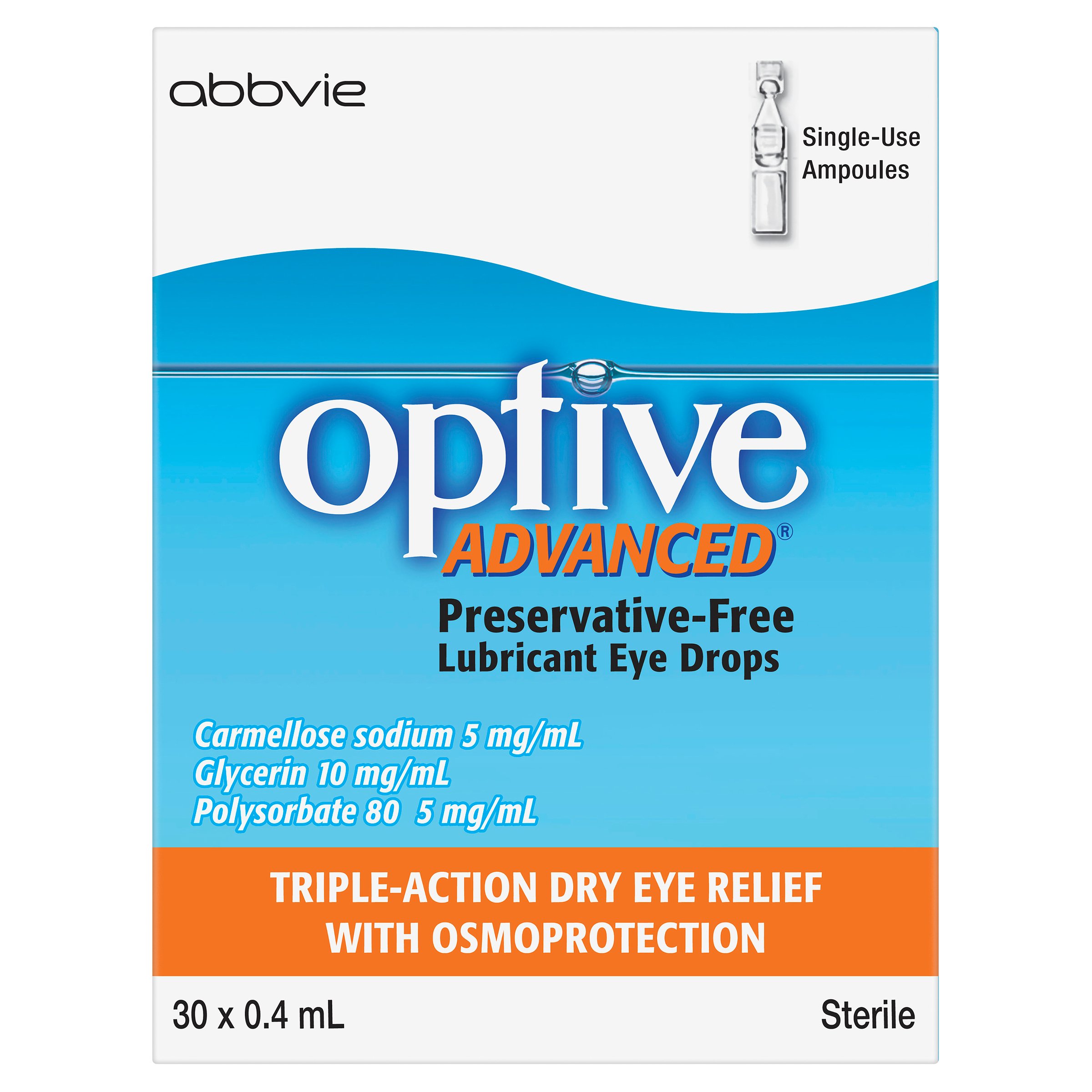 Optive Advanced Lubricant Eye Drops 0.4ml x 30 vials - Image 1