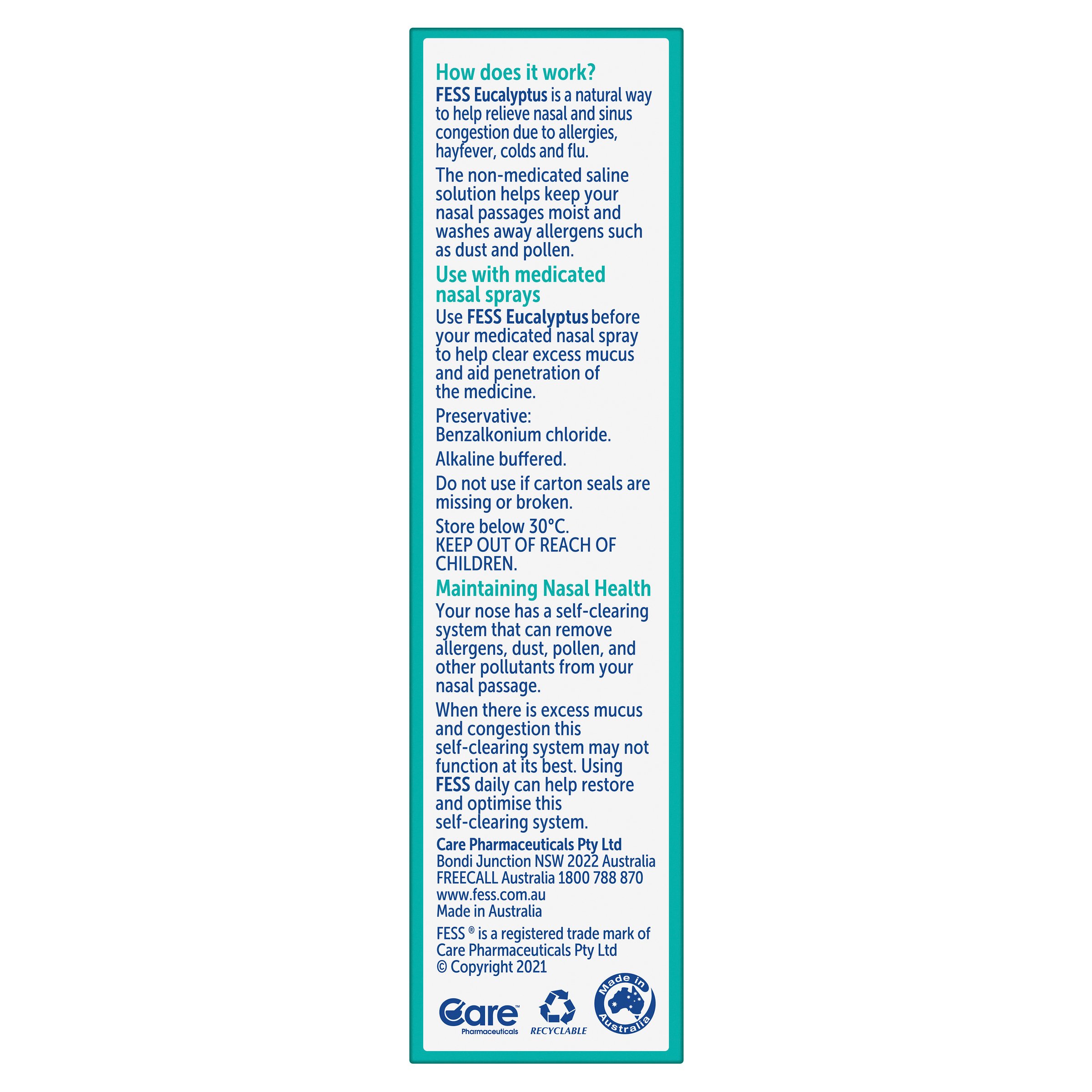 Fess Saline Nasal Spray Eucalyptus 30ml - Image 3