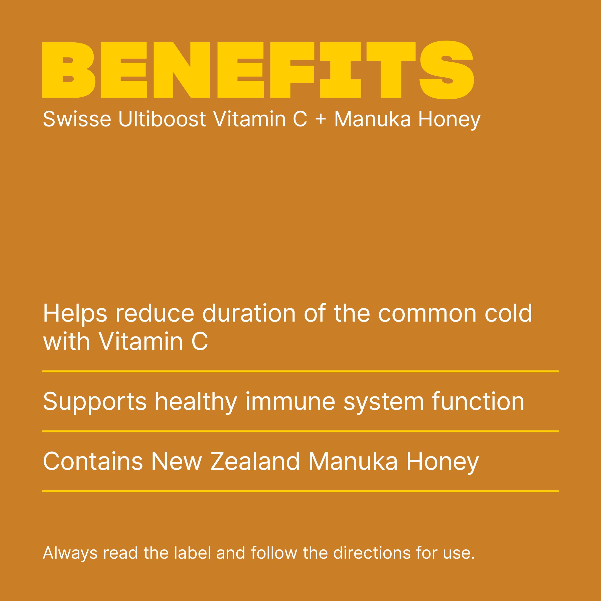 Swisse Ultiboost Vitamin C + Manuka Honey 120 chewable tablets - Image 4