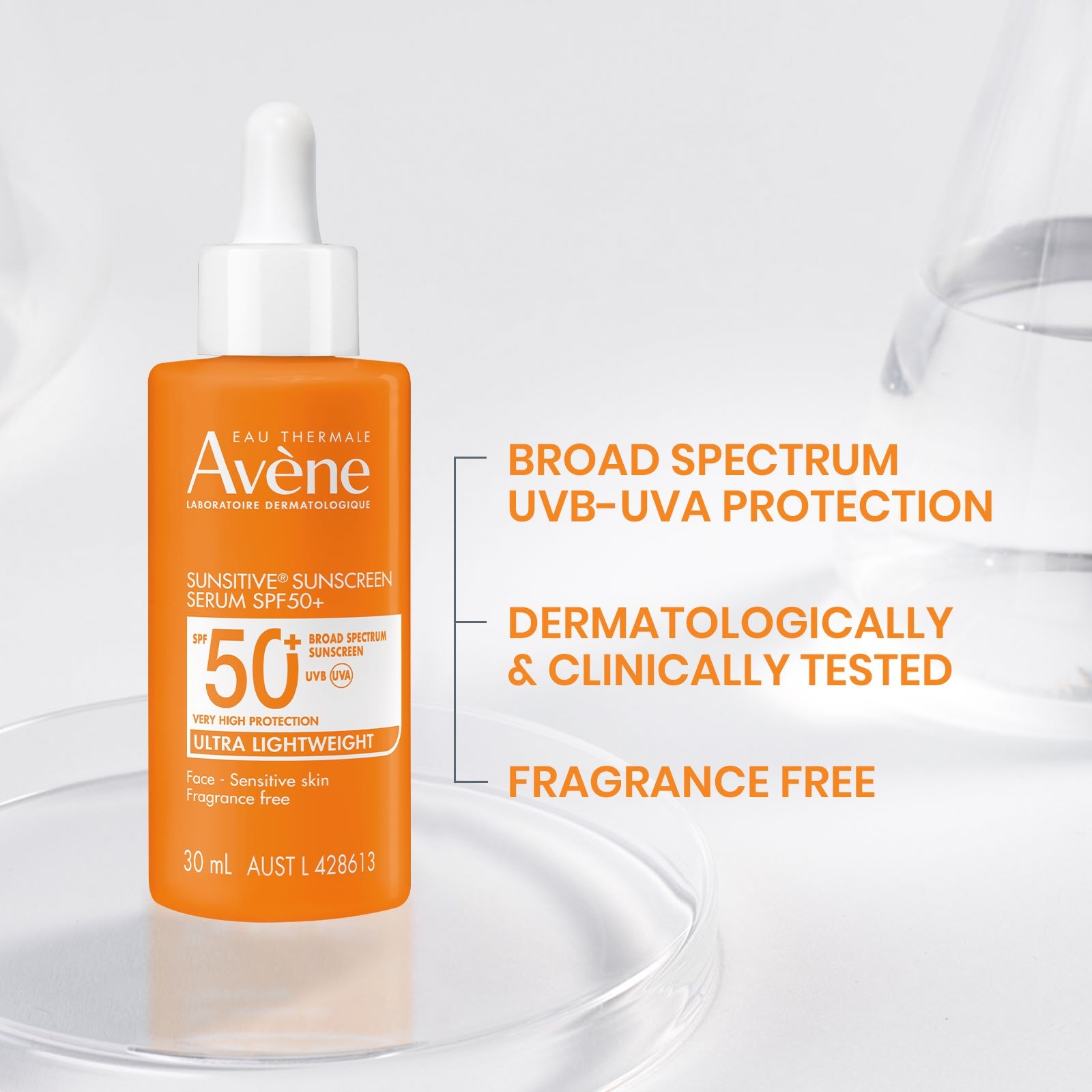 Avene Sunsitive Sunscreen Serum SPF 50+ 30ml - Image 2