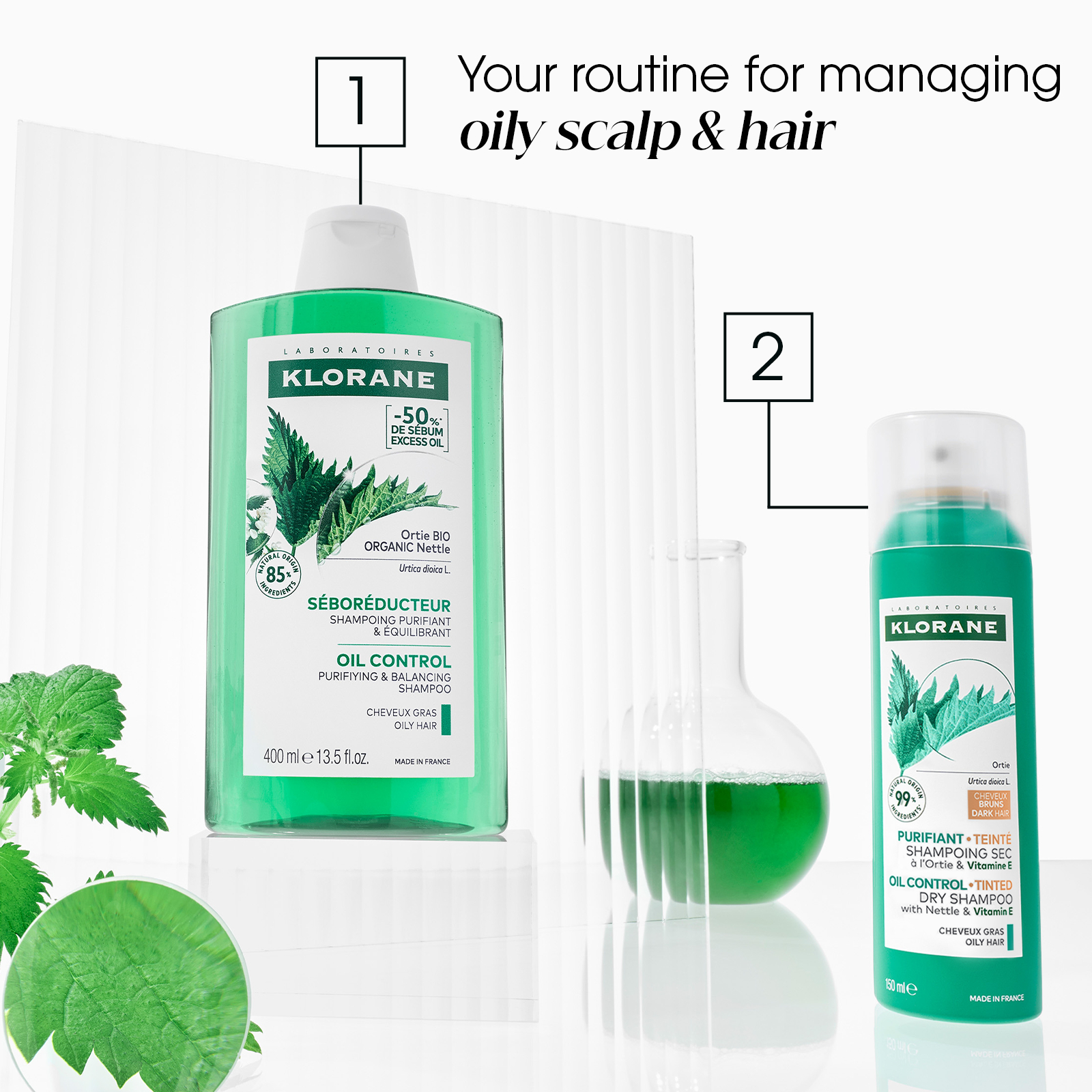 Klorane Oil Control Dry Shampoo With Nettle & Vitamin E Dark Hair - Oily Scalp And Hair 150ml - Image 4