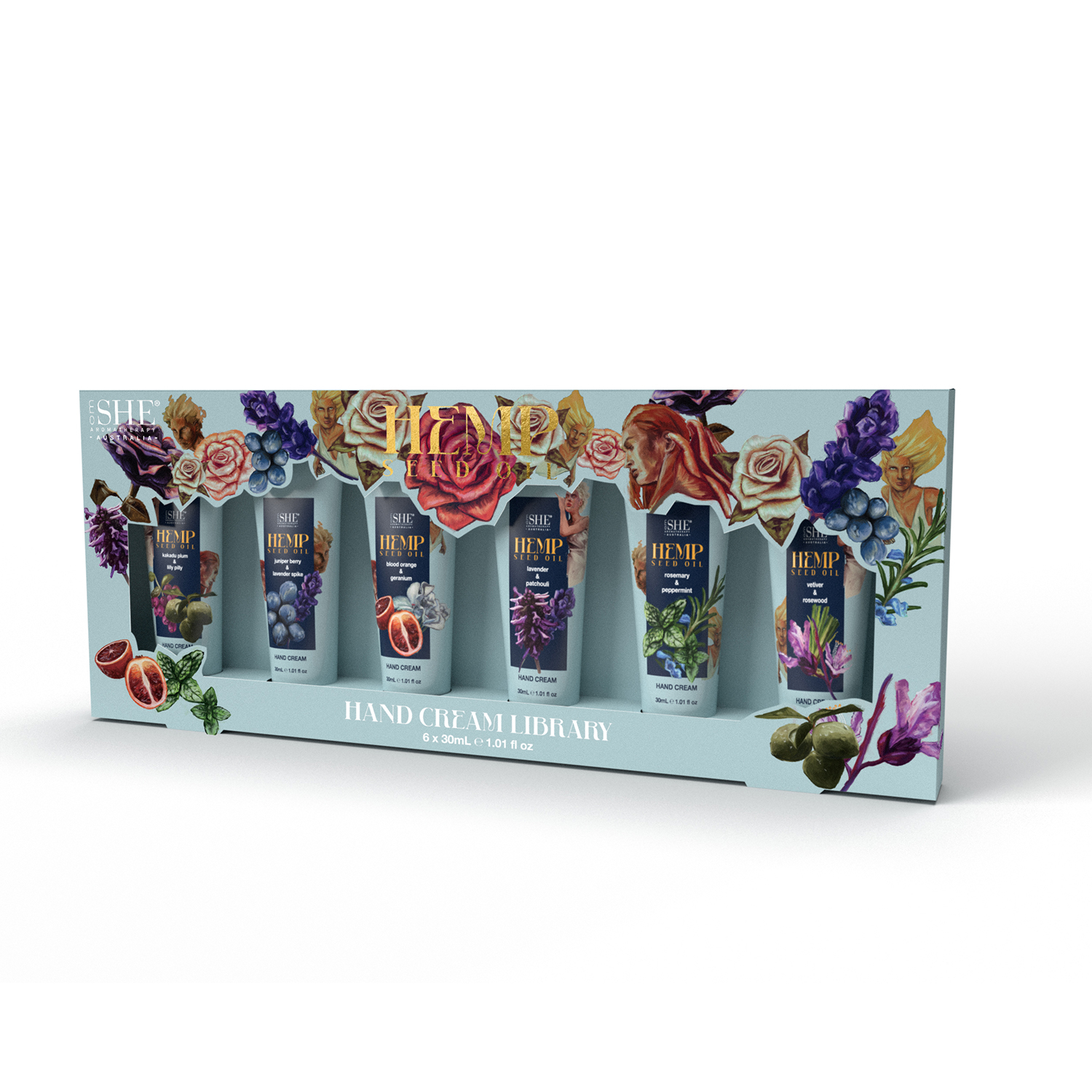She Aromatherapy Hemp Hand Cream Library 6 piece