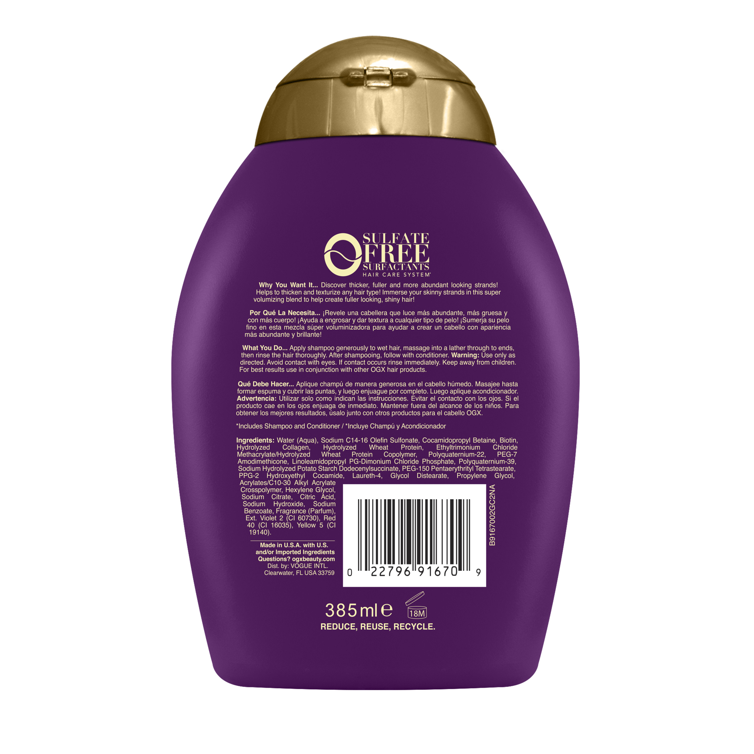 OGX Thick & Full Biotin & Collagen Shampoo 385ml - Image 2