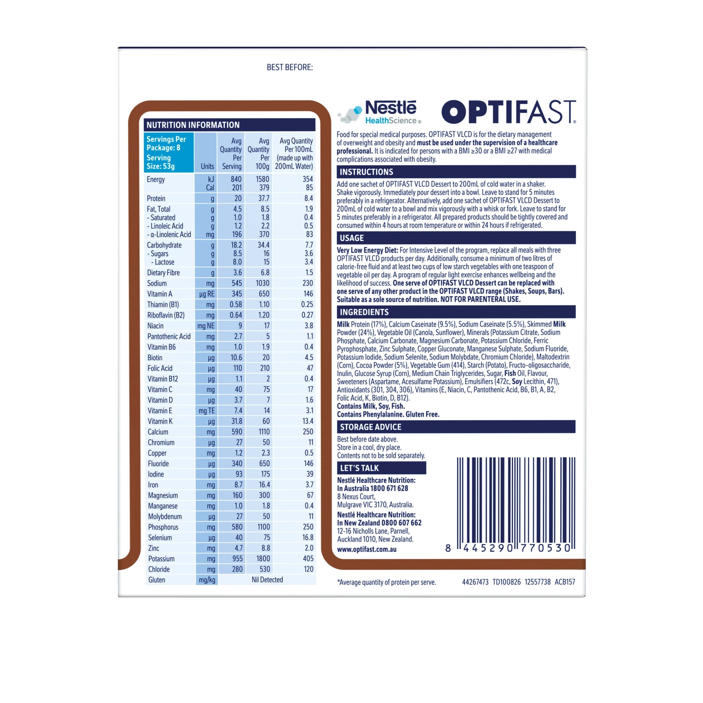 Optifast VLCD Dessert Chocolate - 8 pack - Image 2