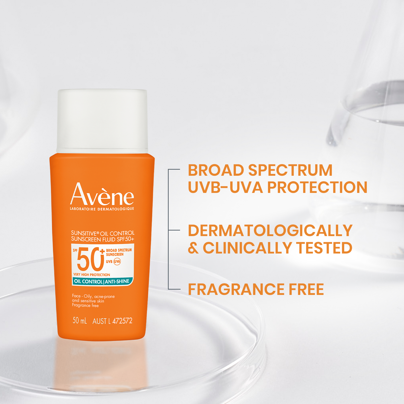 Avene Sunsitive Oil Control Sunscreen Fluid SPF 50+ 50ml - Image 2