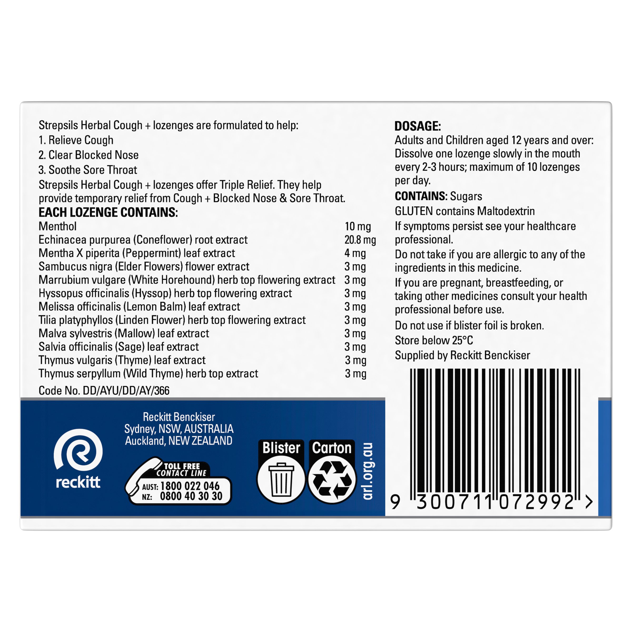 Strepsils Herbal Honey Lemon 32 lozenges - Image 2