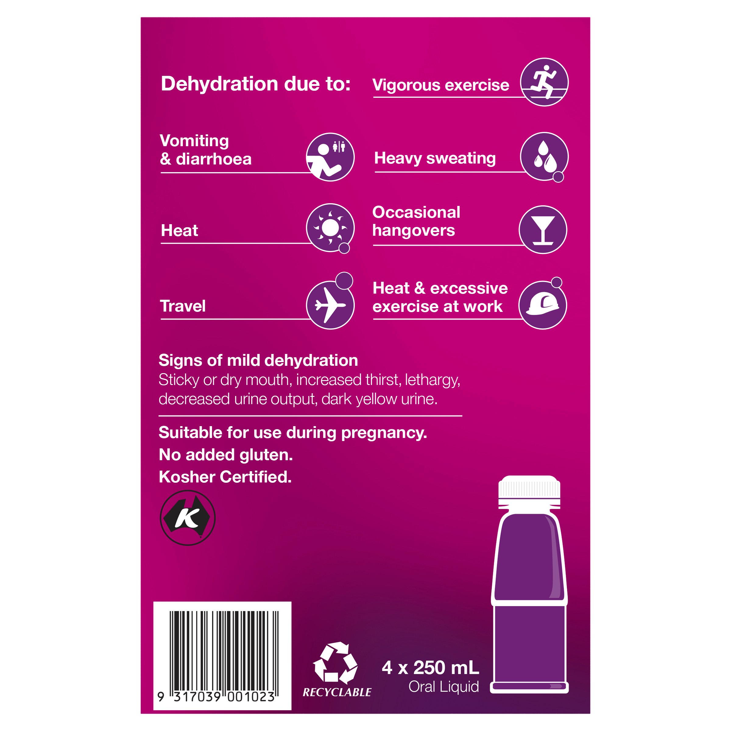 Hydralyte Ready to Use Liquid Apple/Blackcurrant Flavoured 250ml - 4 pack - Image 3