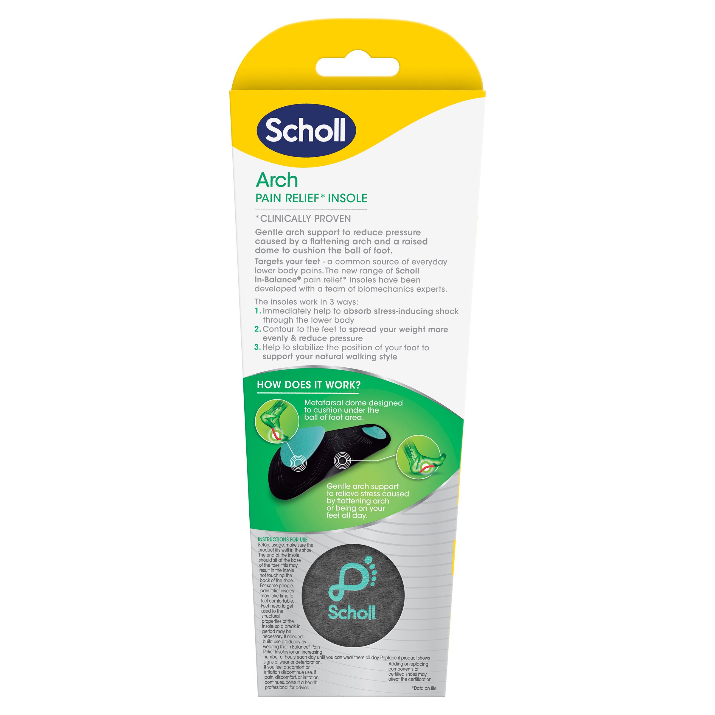 Scholl In-Balance Ball Of Foot & Arch Orthotic Insole Large 1 pair - Image 2
