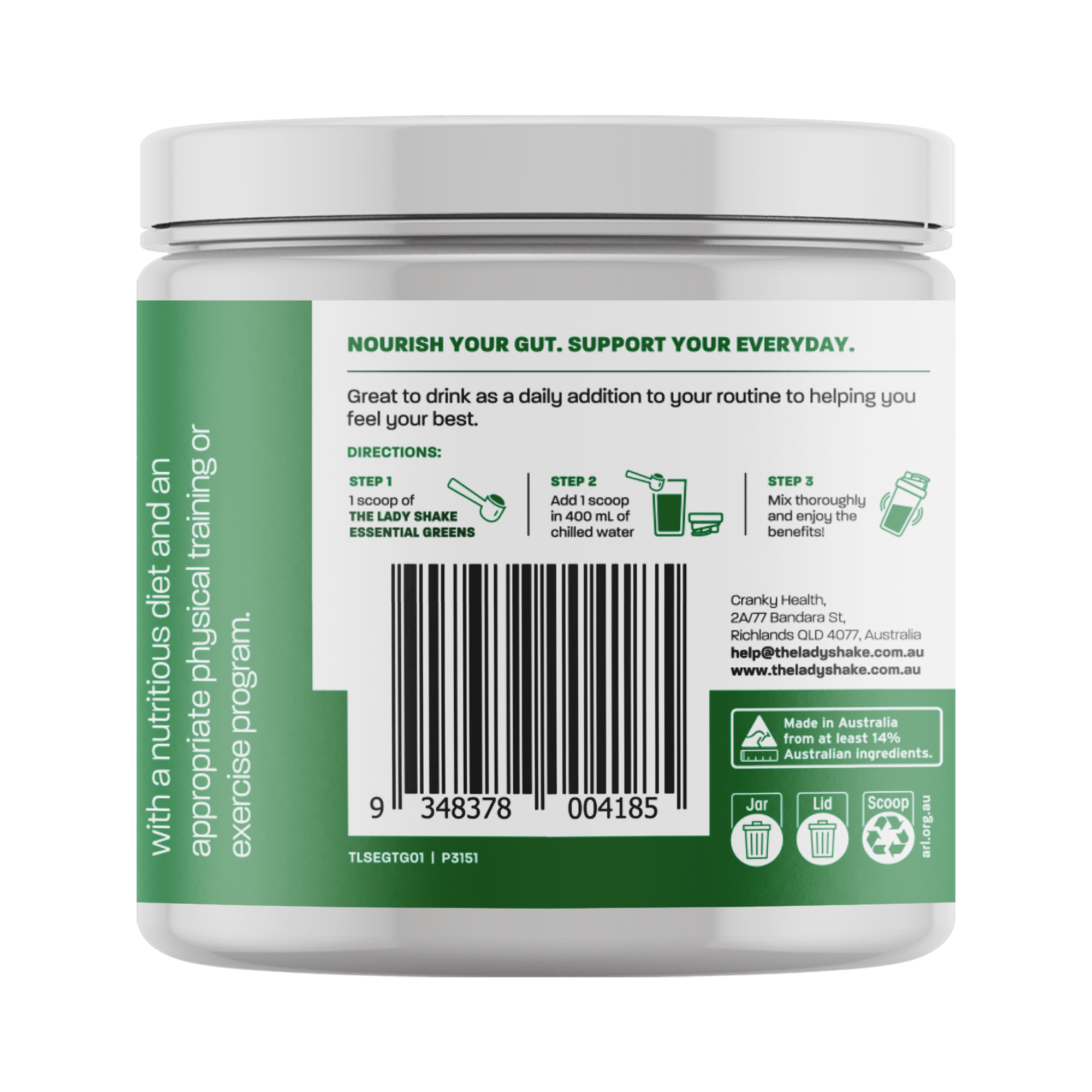 The Lady Shake Daily Essential Tropical Greens 150g - Image 3