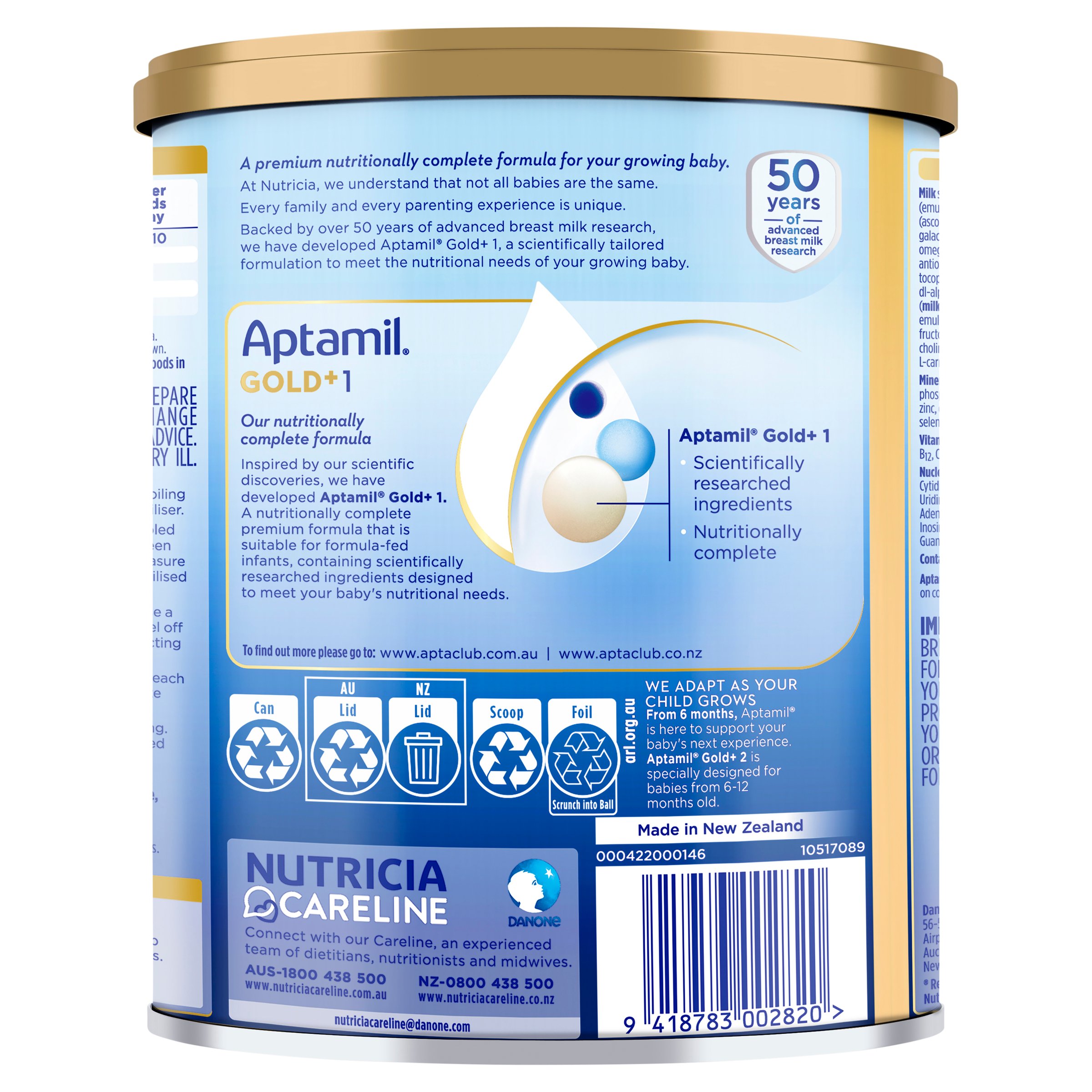 Aptamil Gold+ 1 Premium Infant Formula From 0 To 6 Months 900g - Image 2