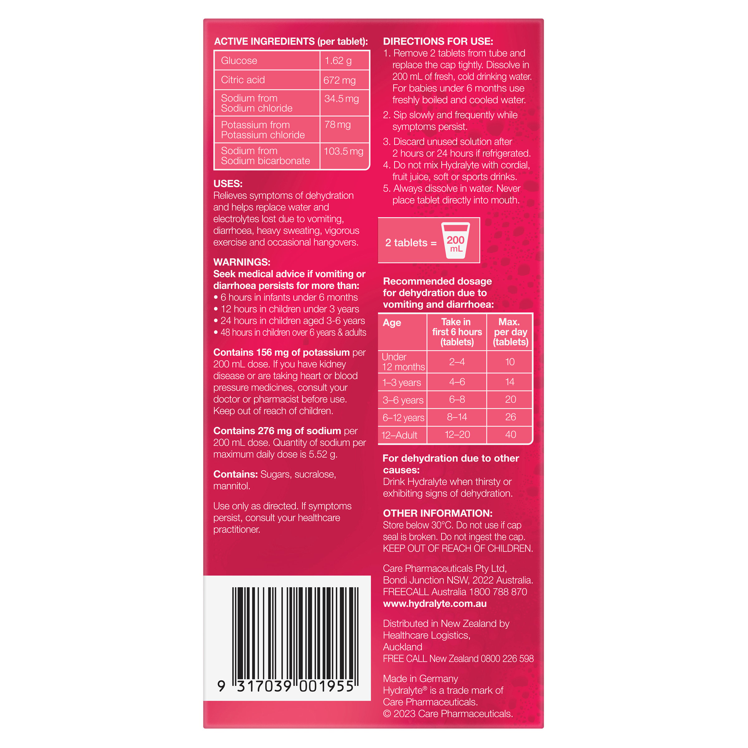 Hydralyte Effervescent Strawberry Kiwi 40 tablets - Image 2