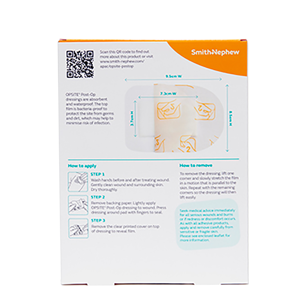 Opsite Post-Op Waterproof Barrier Dressing 9.5cm X 8.5cm - 3 pack - Image 2