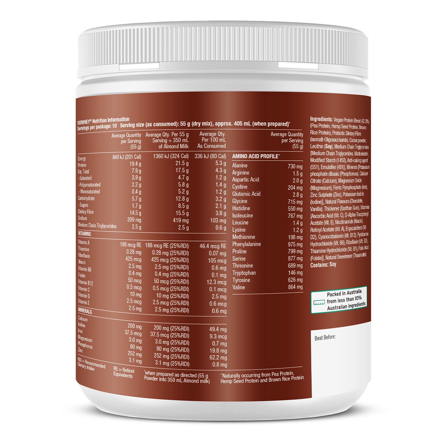 Isowhey Plant Protein Chocolate 550g - Image 3
