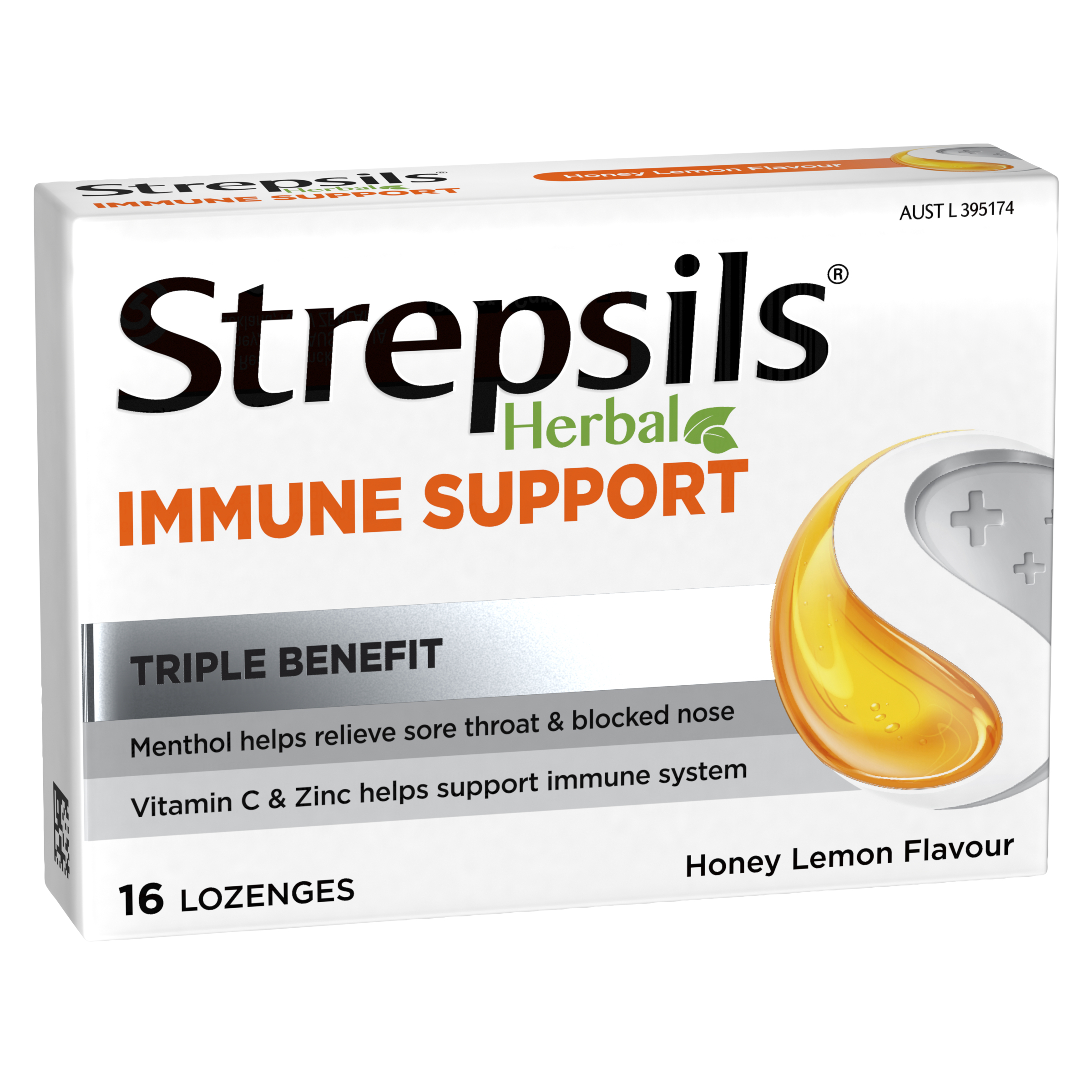 Strepsils Herbal Immune Support Honey Lemon 16 Lozenges - Image 3