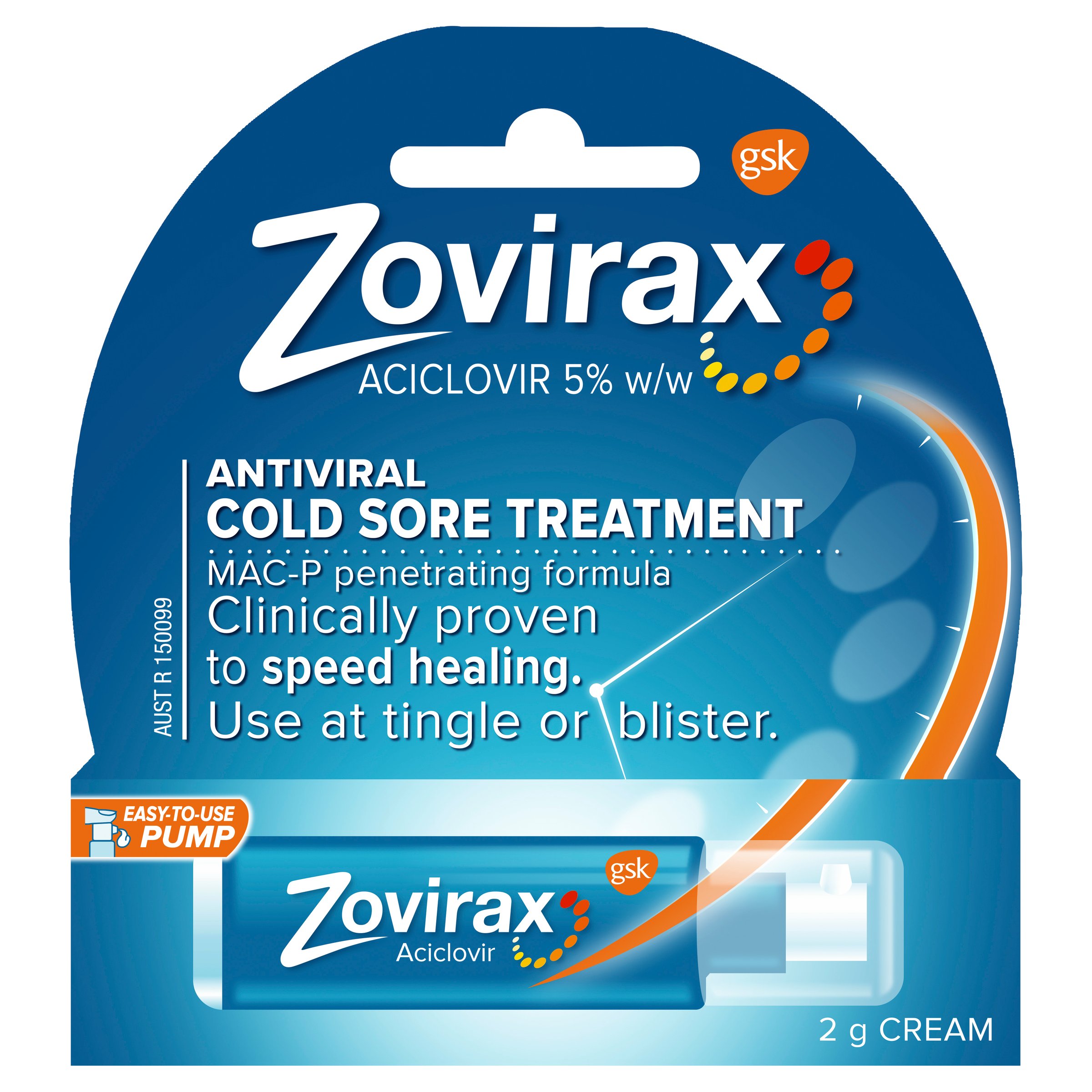 Zovirax Cold Sore Cream Pump 2g - Image 1