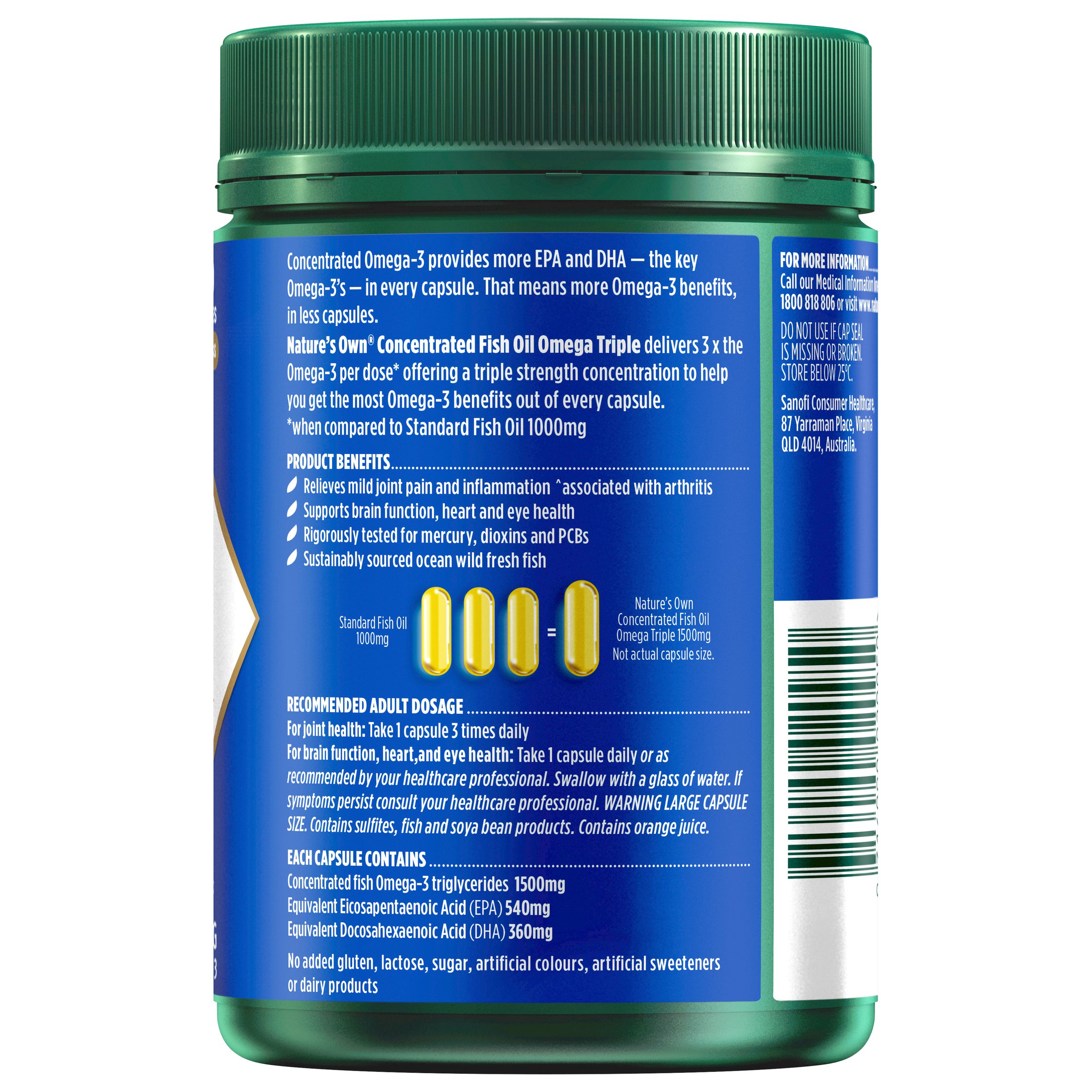 Nature's Own Concentrated Omega Triple 180 soft gel capsules - Image 2