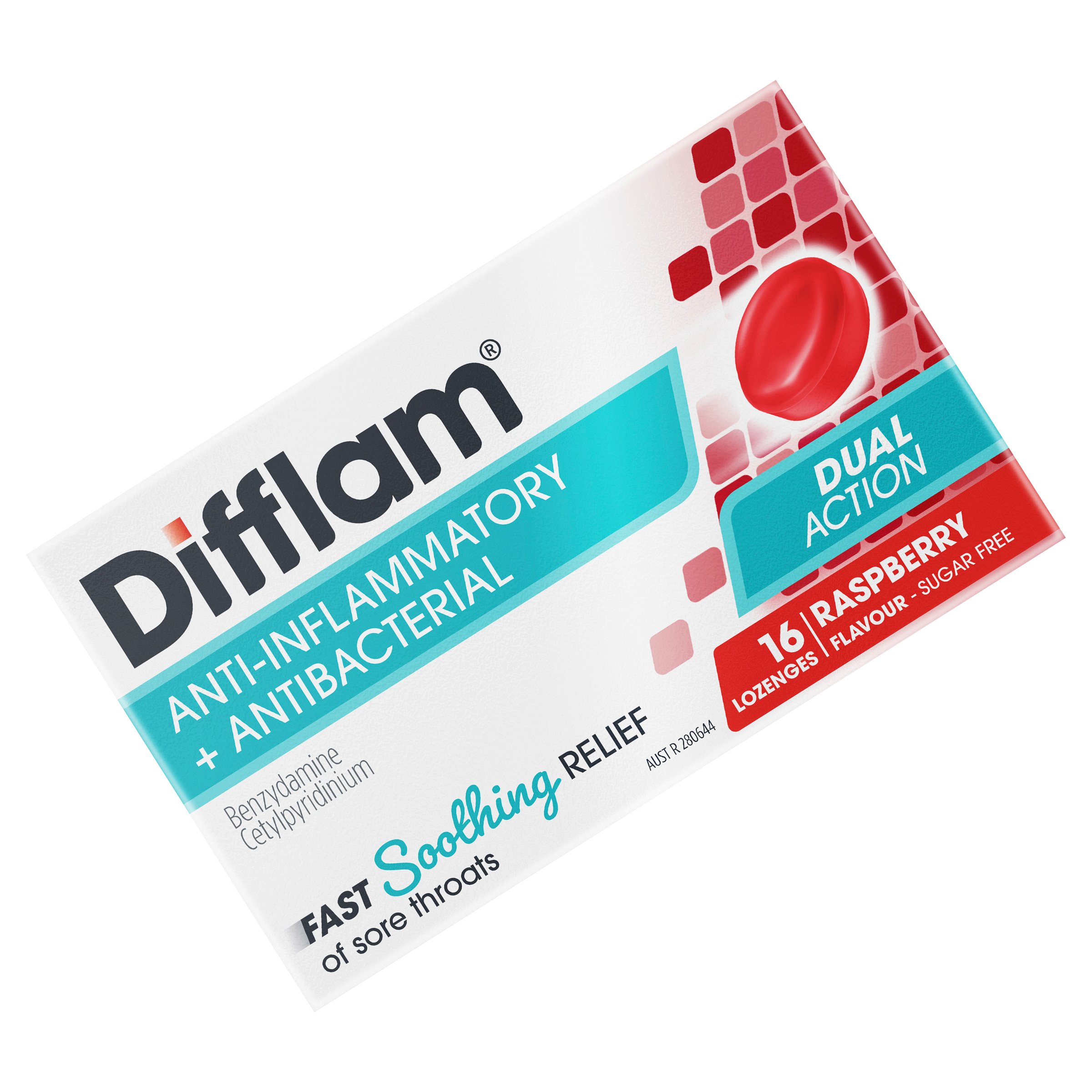 Difflam Sore Throat Raspberry Sugar Free 16 lozenges - Image 7