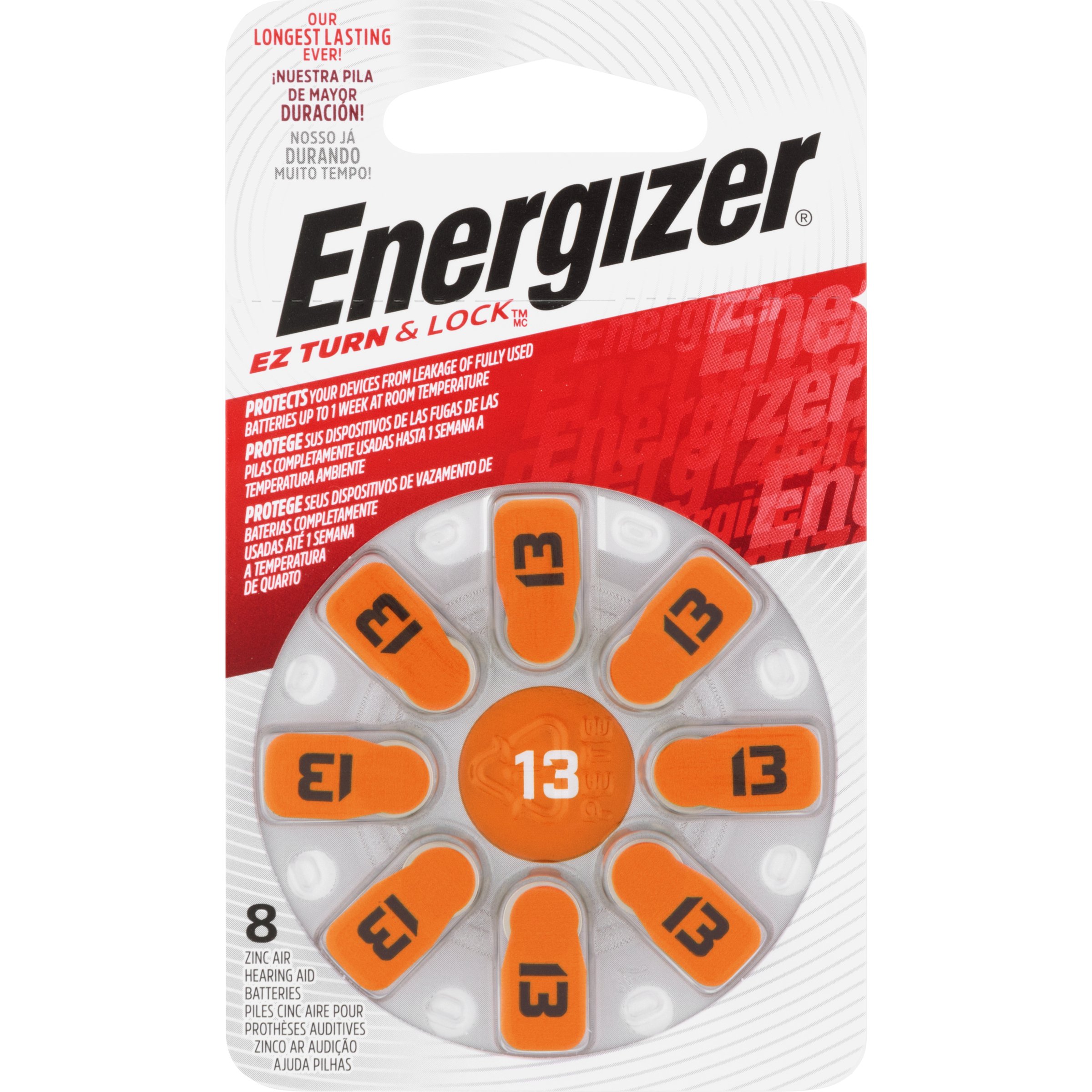 Energizer Battery Hearing Aid Twist & Lock AZ13 - 8 pack