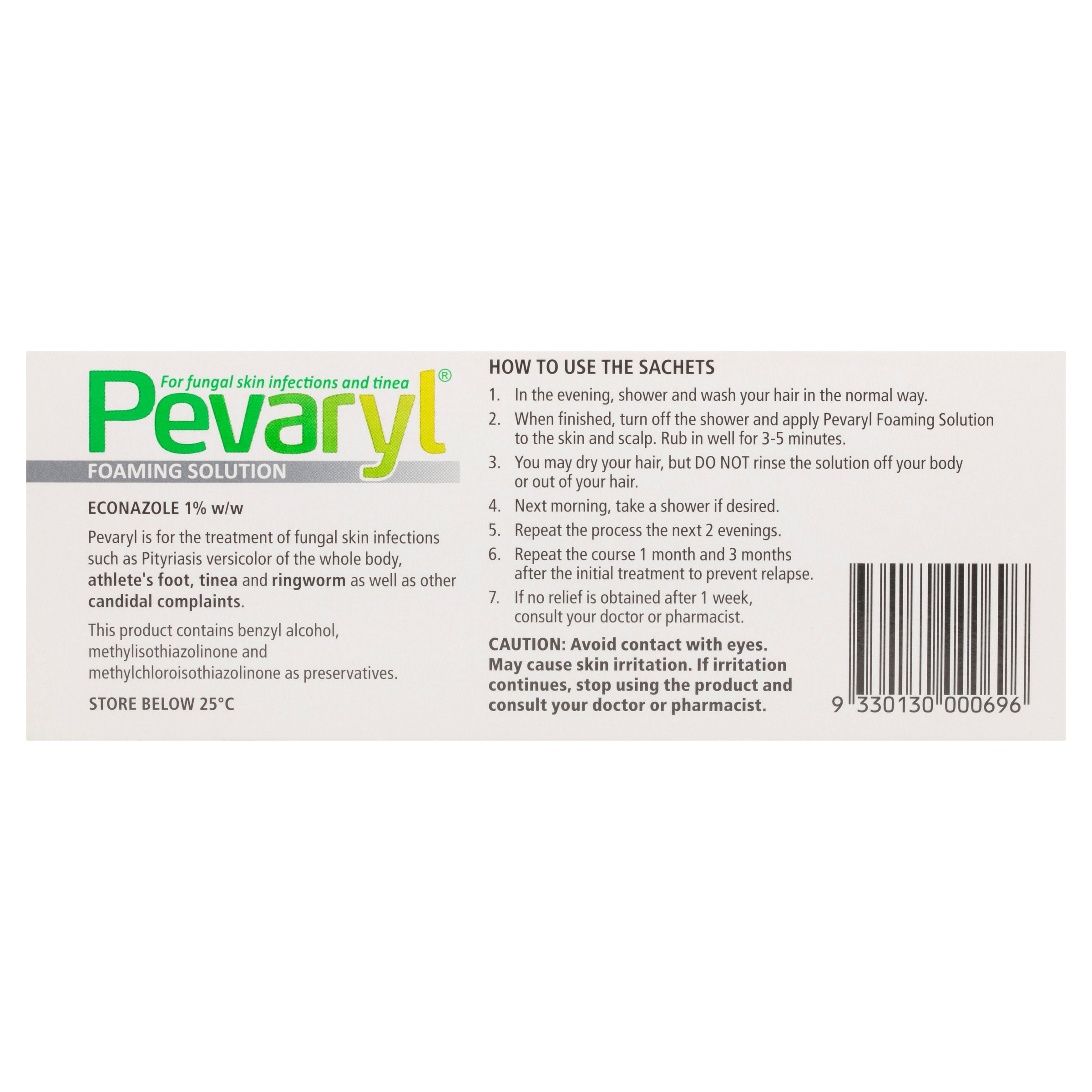 Pevaryl Foaming Solution 1% - 3 sachets - Image 2