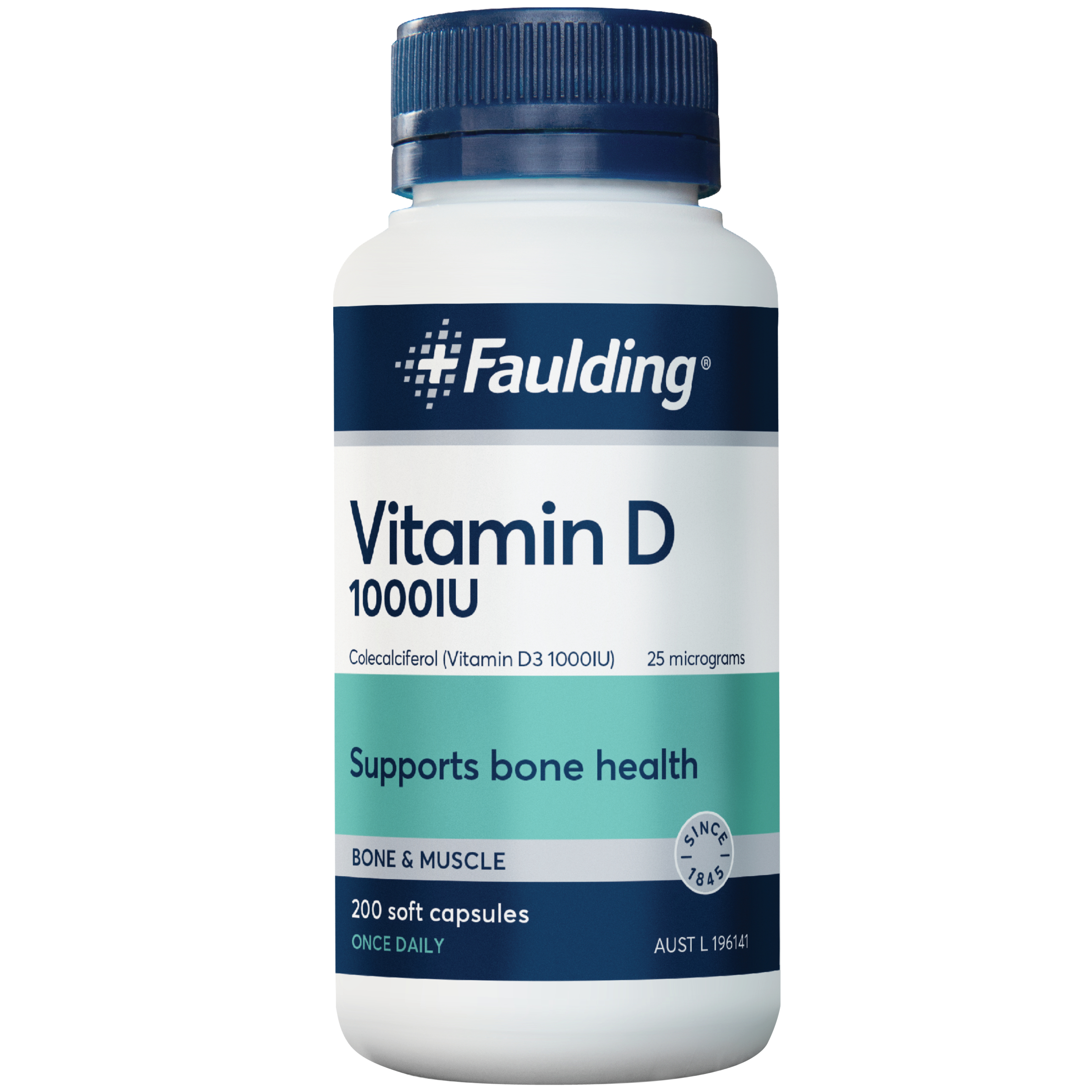 Faulding Vitamin D 1000IU - 200 soft gel capsules