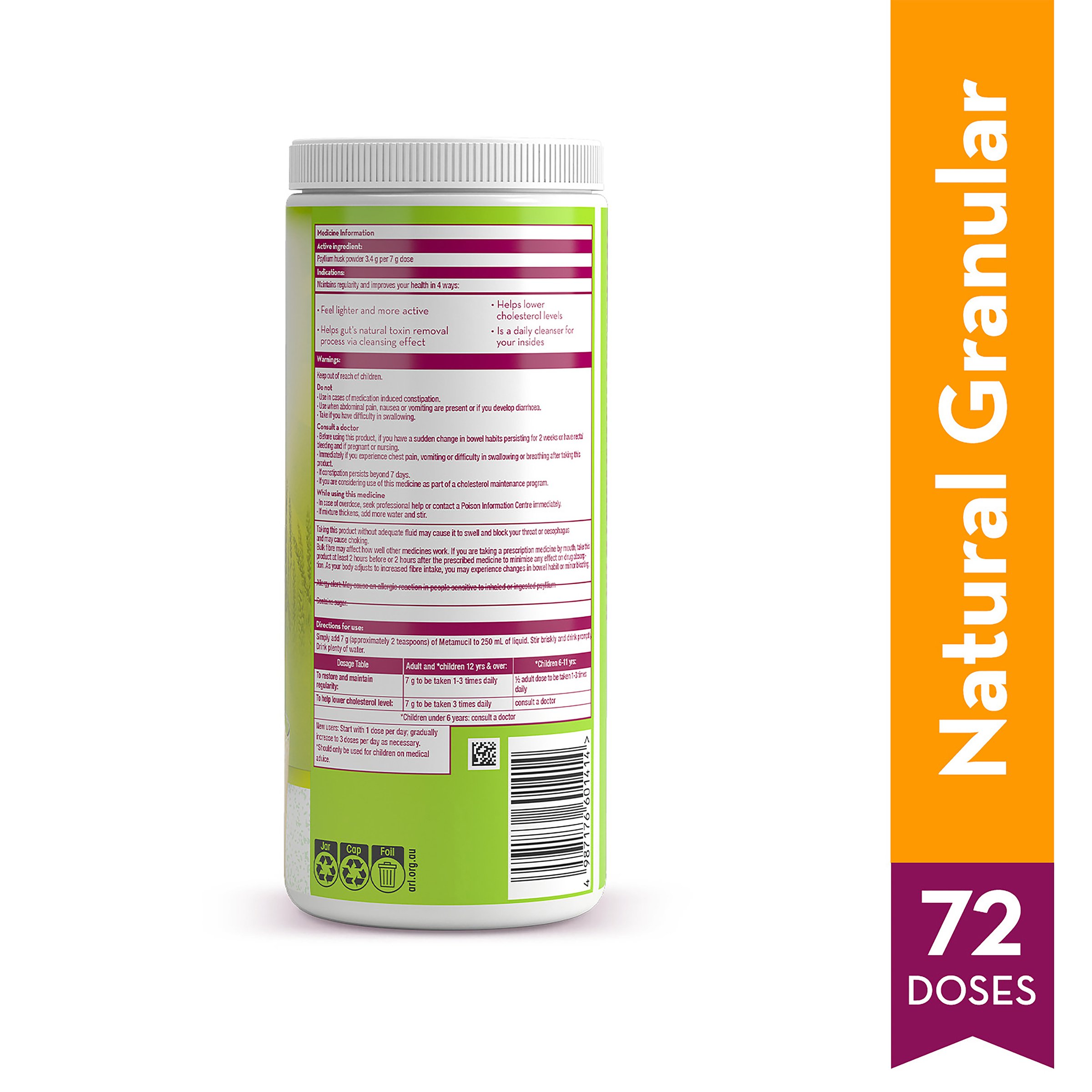Metamucil Powder Natural Granular 504g - 72 doses - Image 4