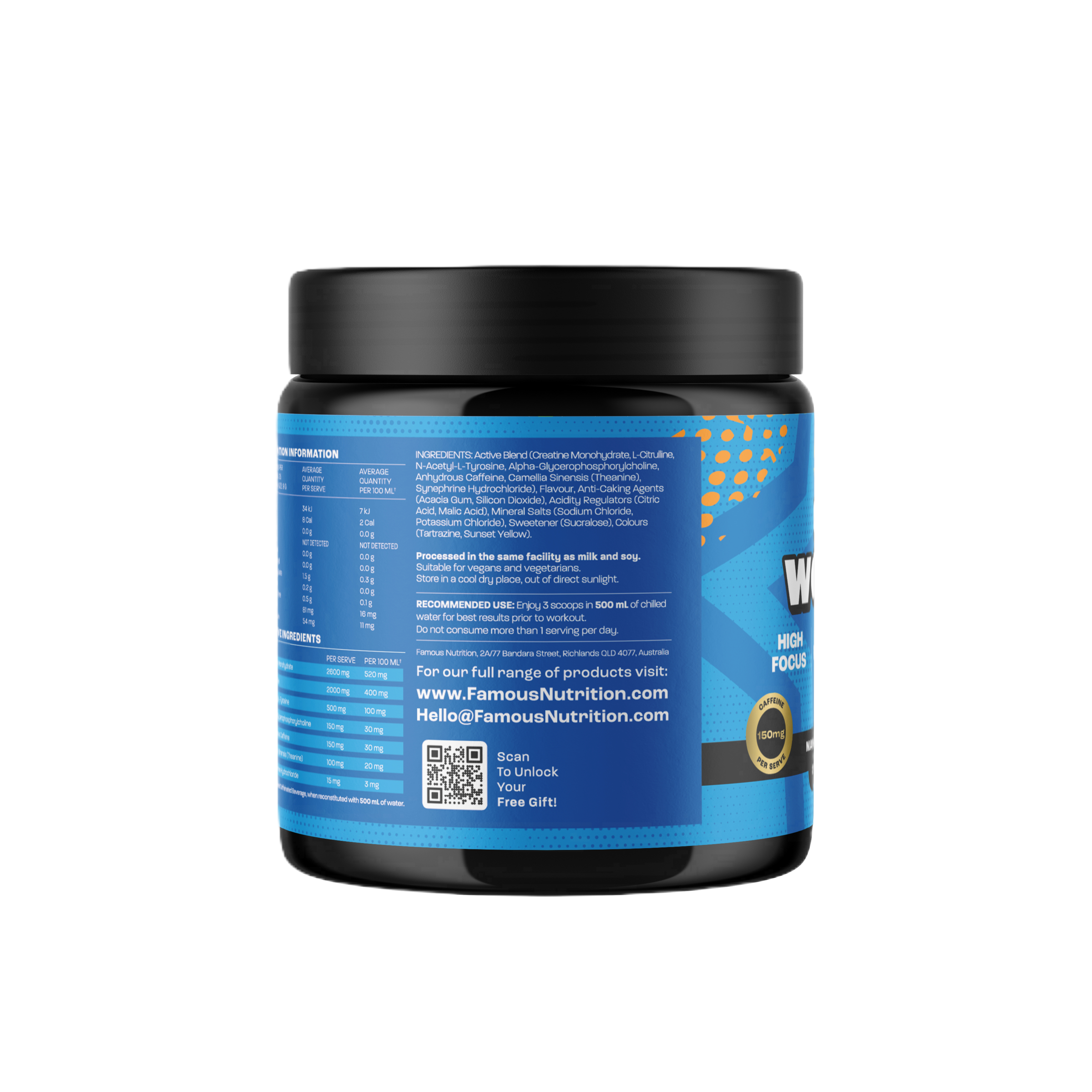 Famous Nutrition Pre-Workout Mango Passion Flavour 225g - Image 3