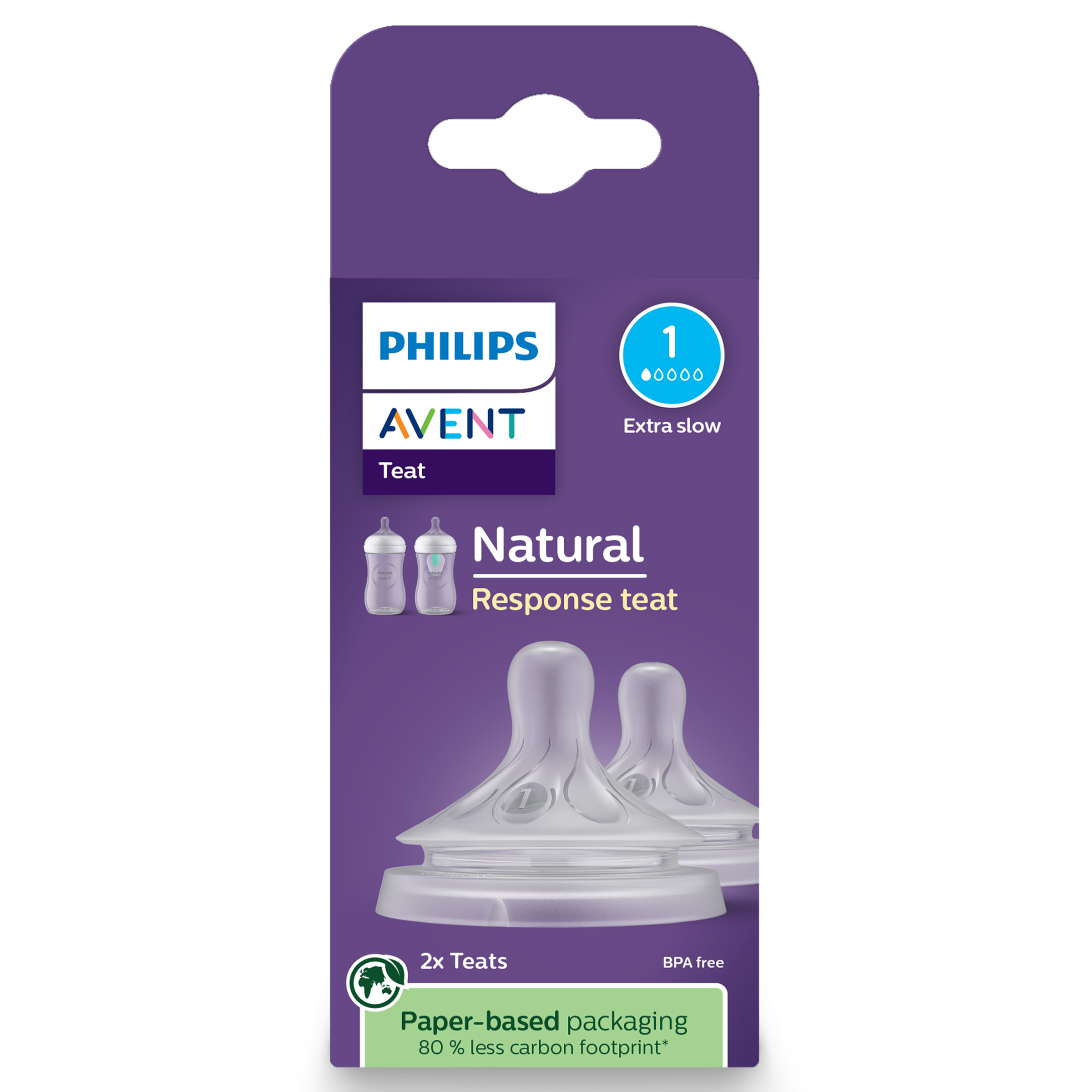 Avent Natural Response Teats 0 Month Flow 1 - 2 packs - Image 1